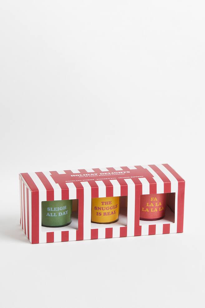 Gift-boxed 3-pack scented candles - Red/Yellow/Green - 1
