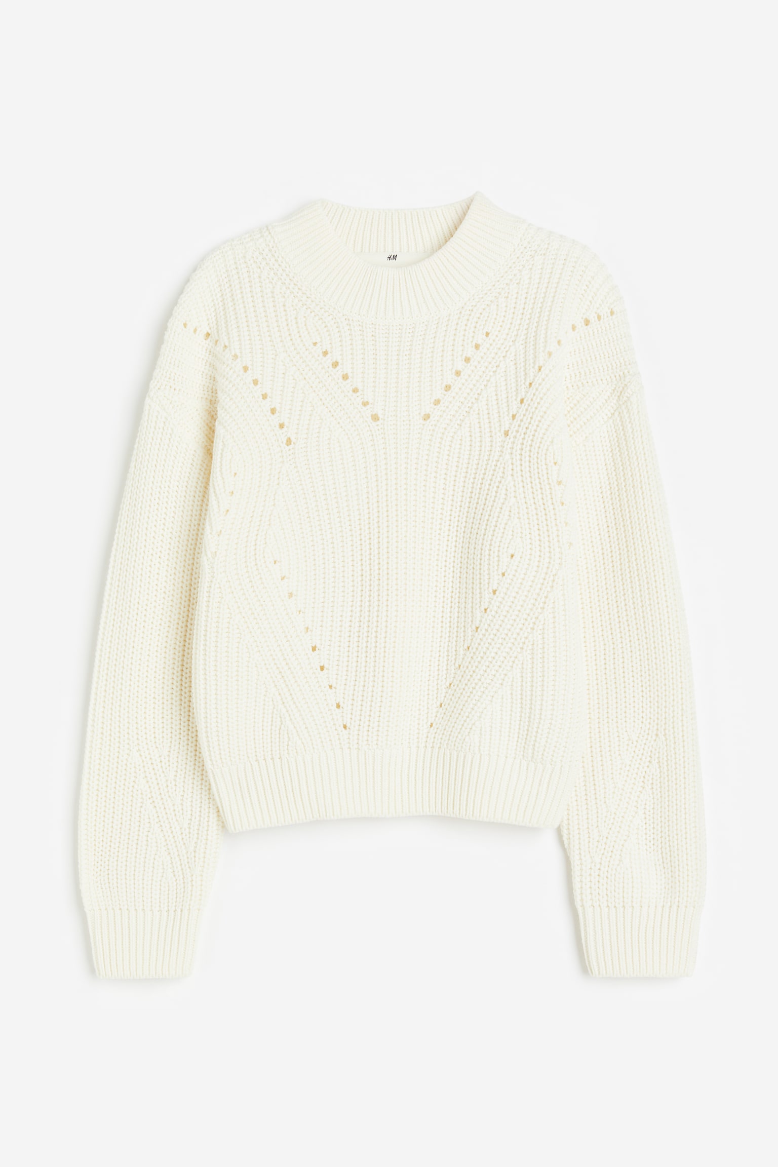 Cotton Blend Sweater - Cream - 1