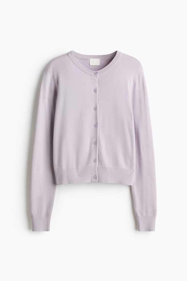 Cardigan in maglia fine - Lilla/Nero/Crema/Greige chiaro/Talpa scuro/Beige chiaro/Turchese polvere chiaro/Marrone scuro/Arancione brillante/Verde oliva - 1