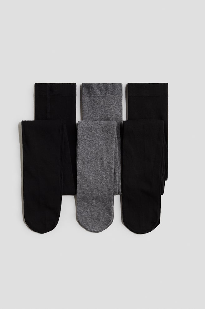 3-pack de mallas en punto fino - Negro/Gris jaspeado/Gris oscuro/Rosa claro/Gris jaspeado/Negro/Rosa/Crema/Negro/Azul claro/Beige jaspeado/Gris oscuro/Rojo oscuro - 1
