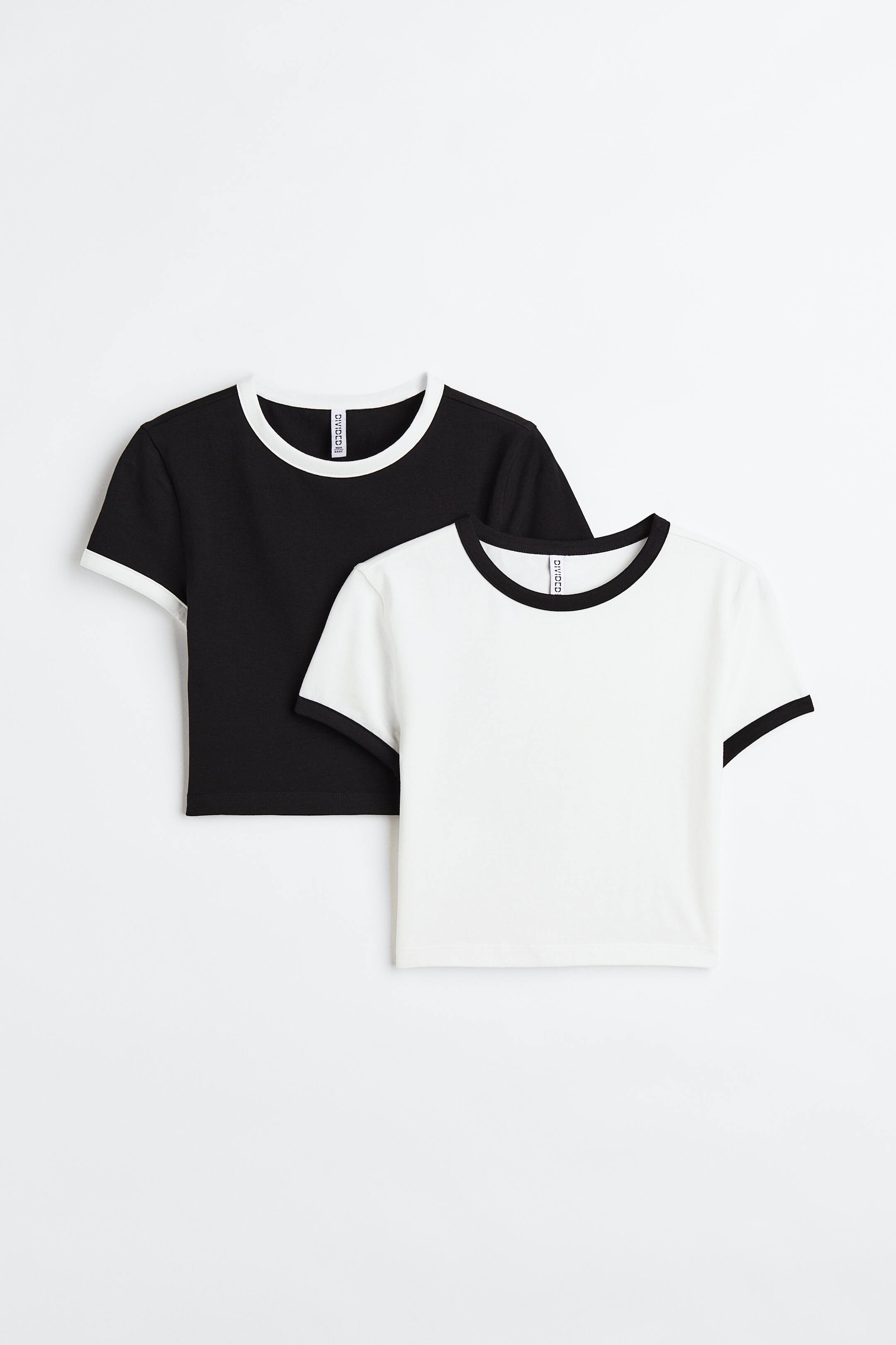 View larger image: 2-pack cropped tops - Black/White - Ladies | H&M IN 1
