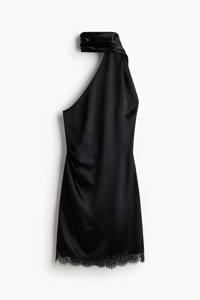 Robe sans manches avec écharpe - Noir - 1