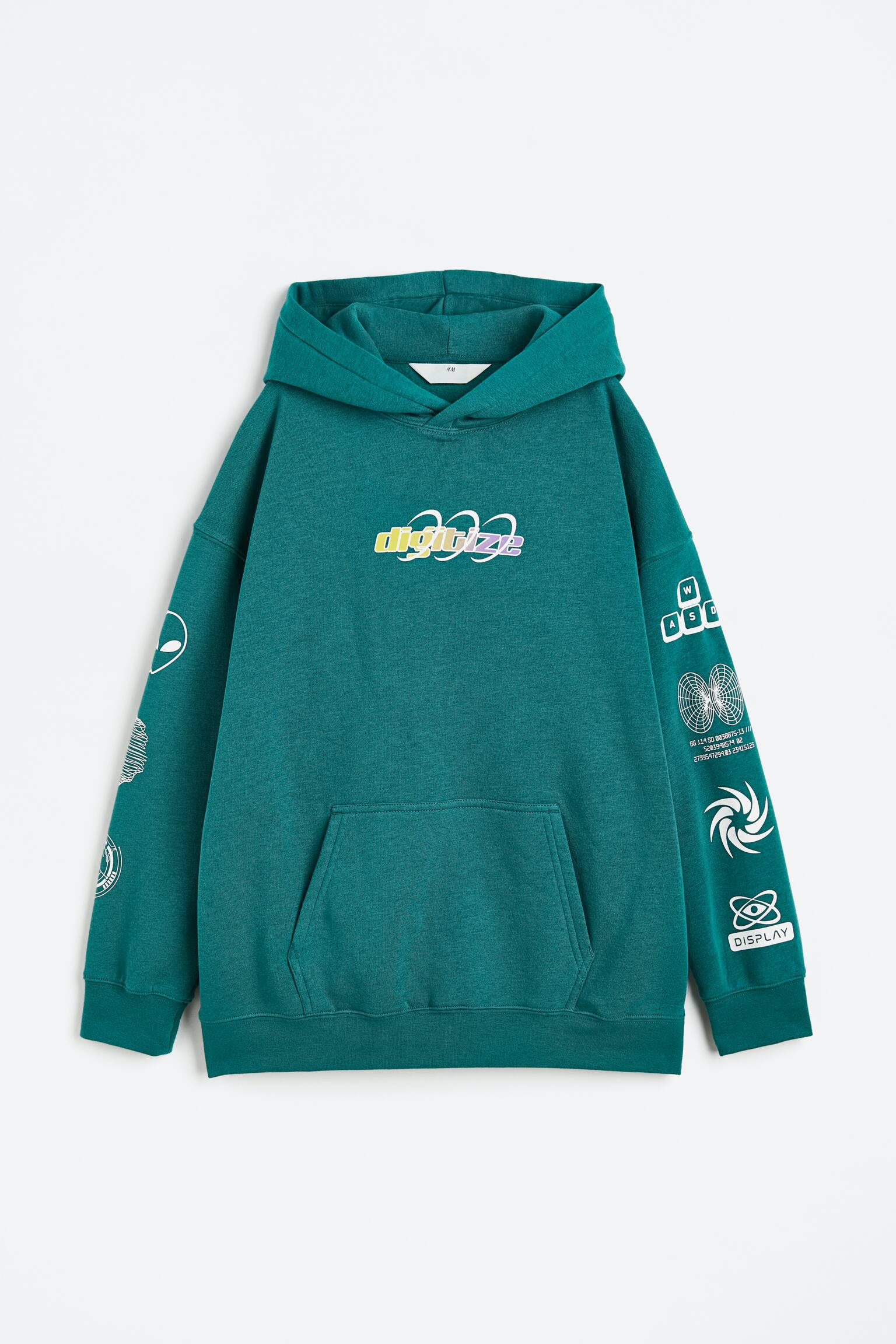 Oversized printed hoodie - Dark green/Digitize - 1