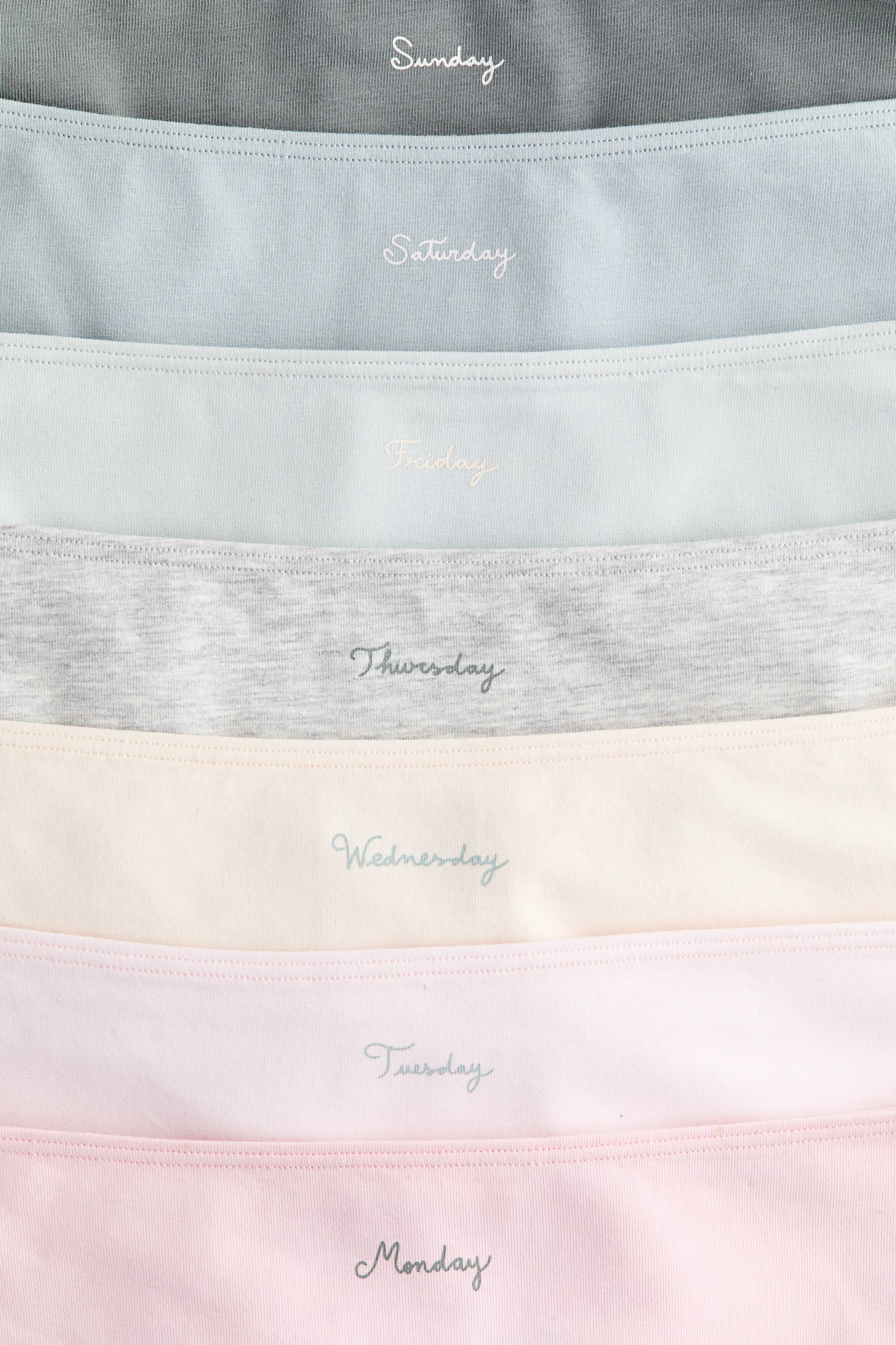 7-pak trusser Hipster - Rosa/Ugedage/Lyseblå/Mørkeblå/Støvet rosa/Hvid/Lys beige/Kakigrøn/Lys beige - 2