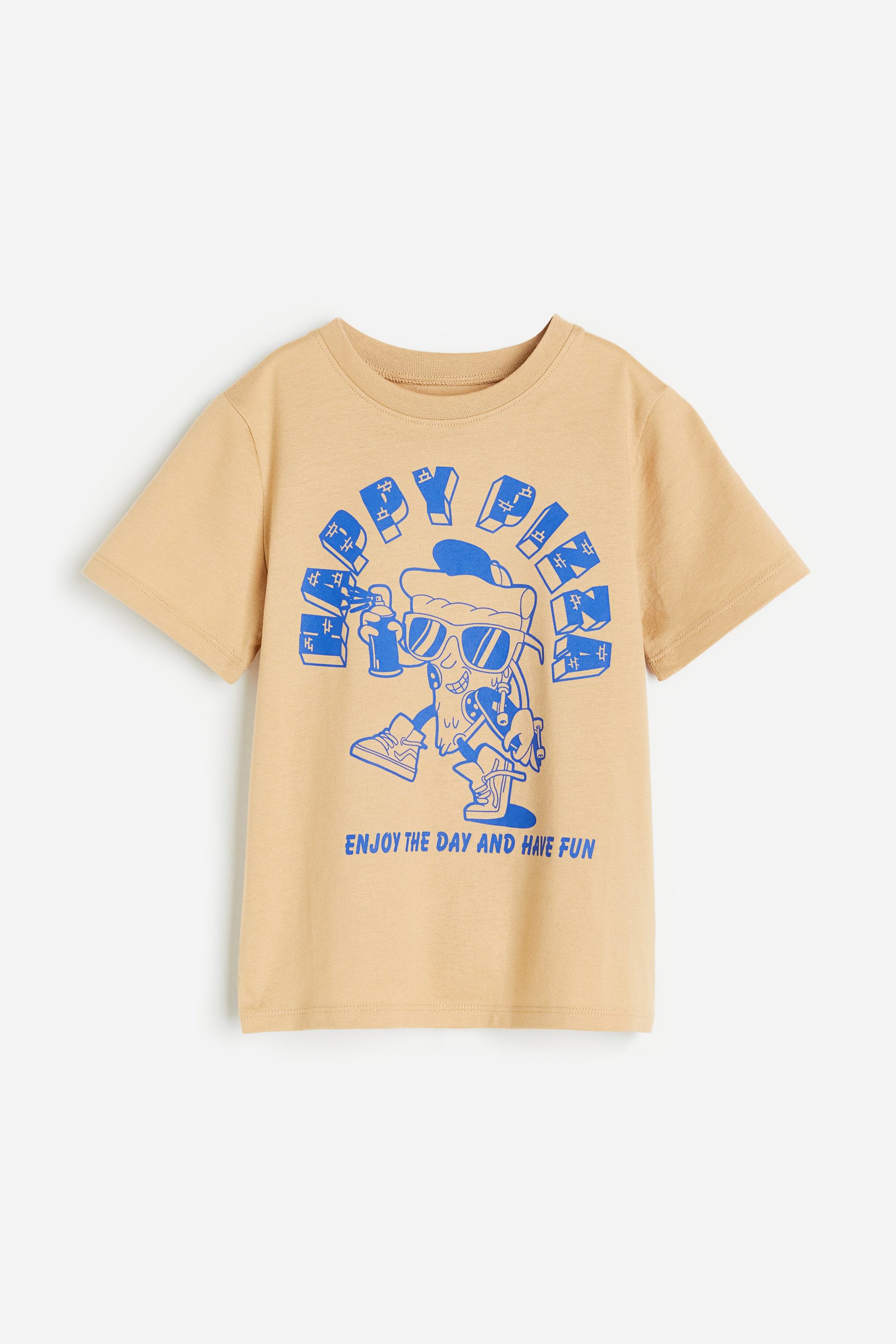 Cotton T-shirt - Beige/Happy Pizza - Kids | H&M US