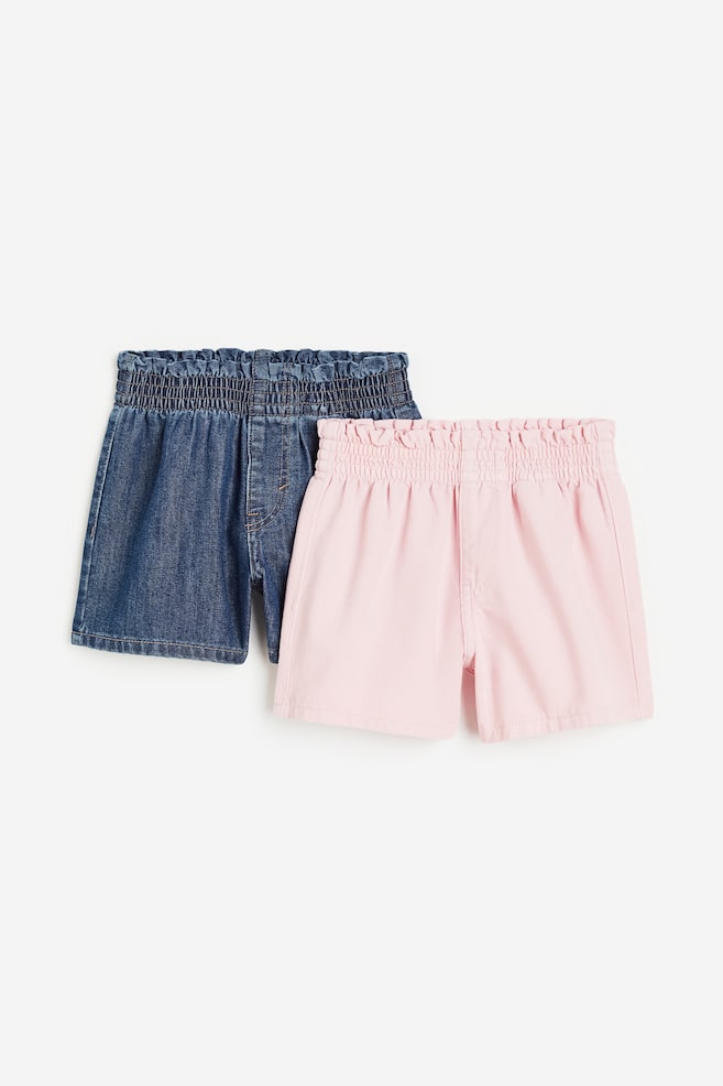 2-pack paper bag-shorts i denim - Denimblå/Lys rosa/Sort/Lys denimblå - 1