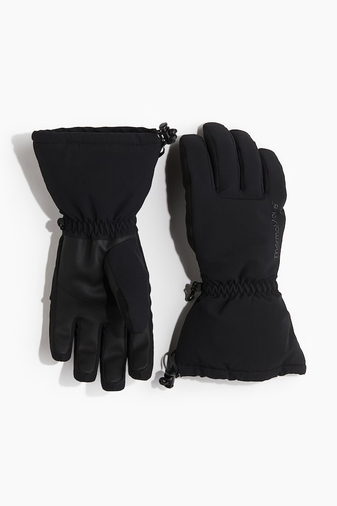 Water-repellent ski gloves with ThermoMove™ - Black/Black - 1