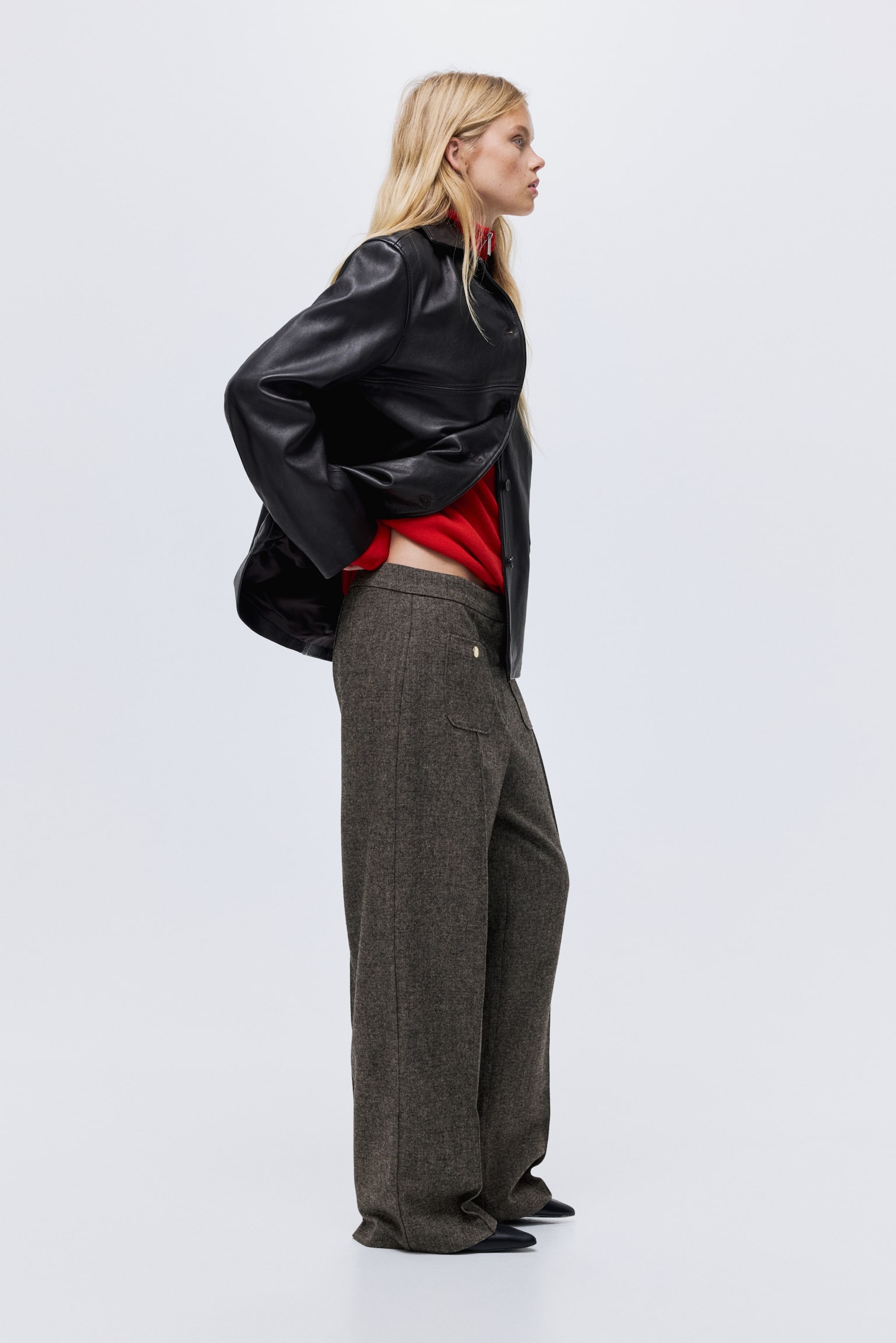 Женские брюки H&M Creased, цвет: Коричневый меланжевый — фото 5