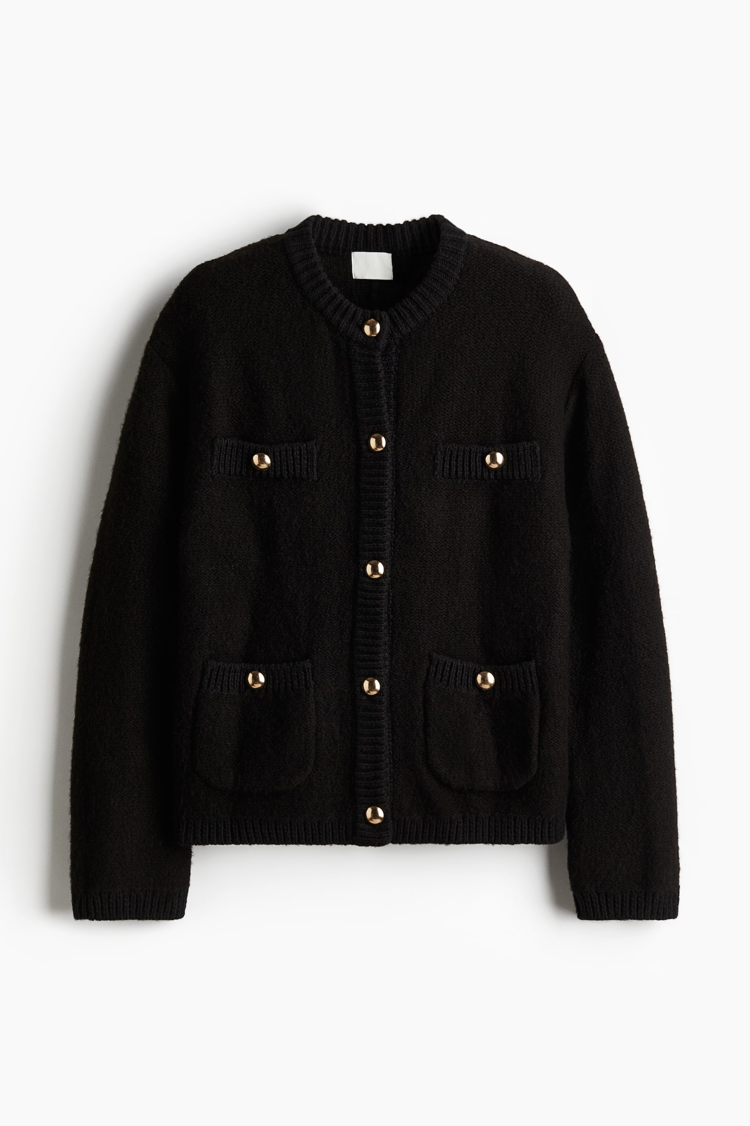 Pocket-detail cardigan - Black/Cream - 2