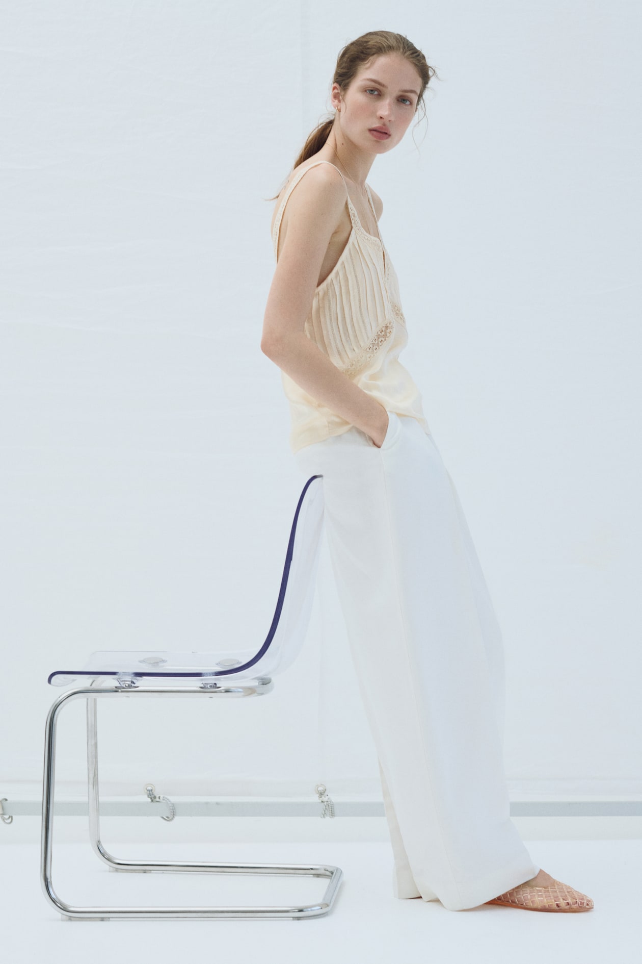 Lace-Trimmed Pintucked Top - image 4