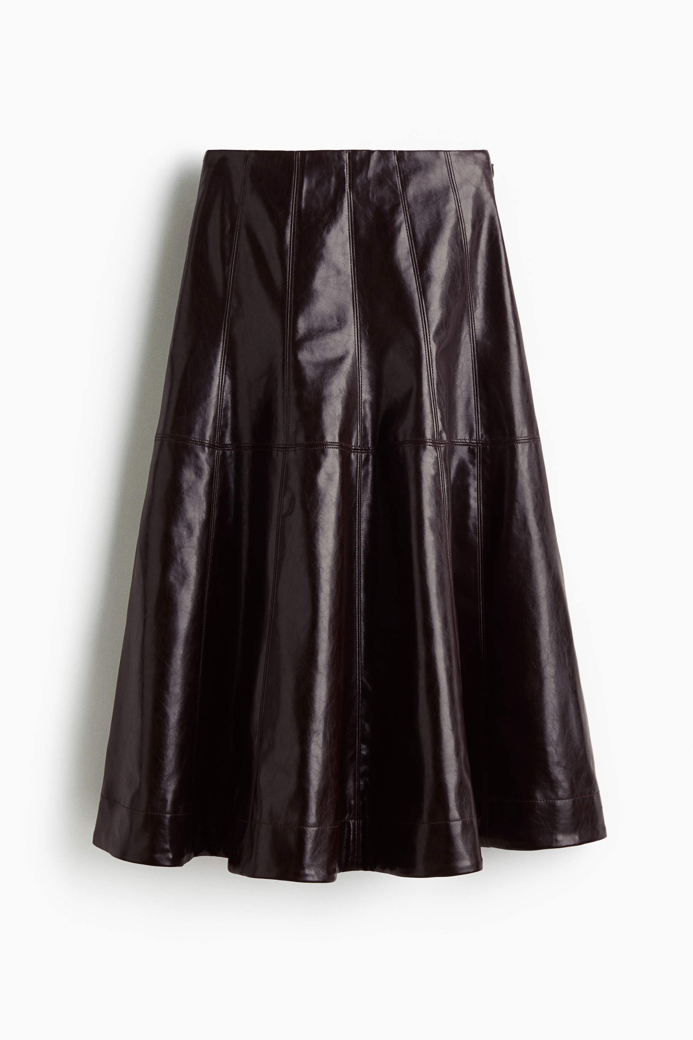 Coated Circular Skirt - Dark plum/Black