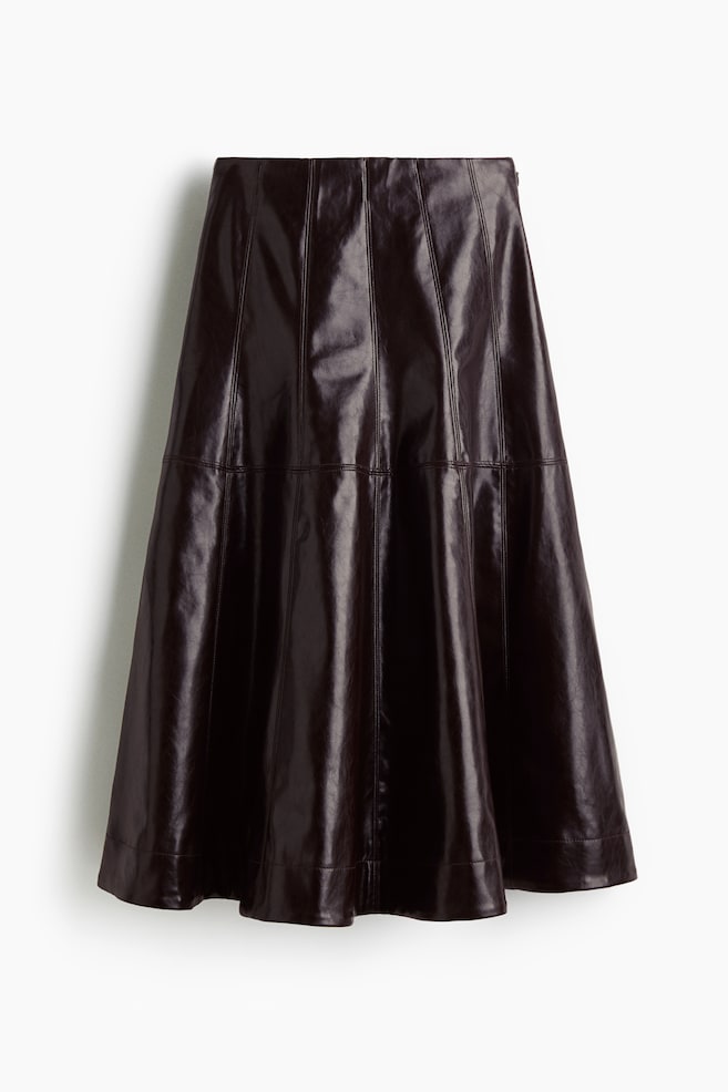 Coated circular skirt - Dark plum/Black - 1