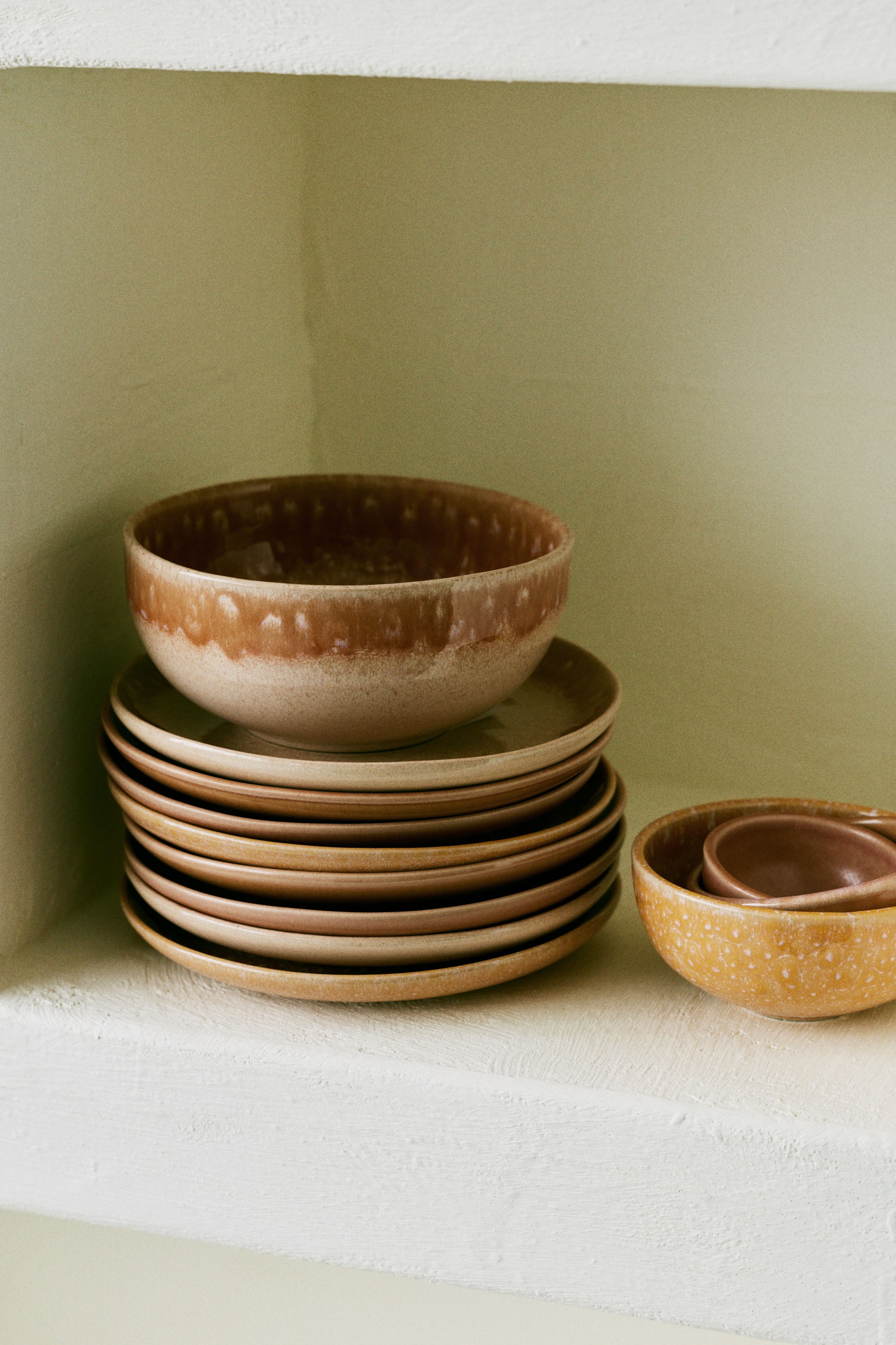 4-piece stoneware bowl set - Orange