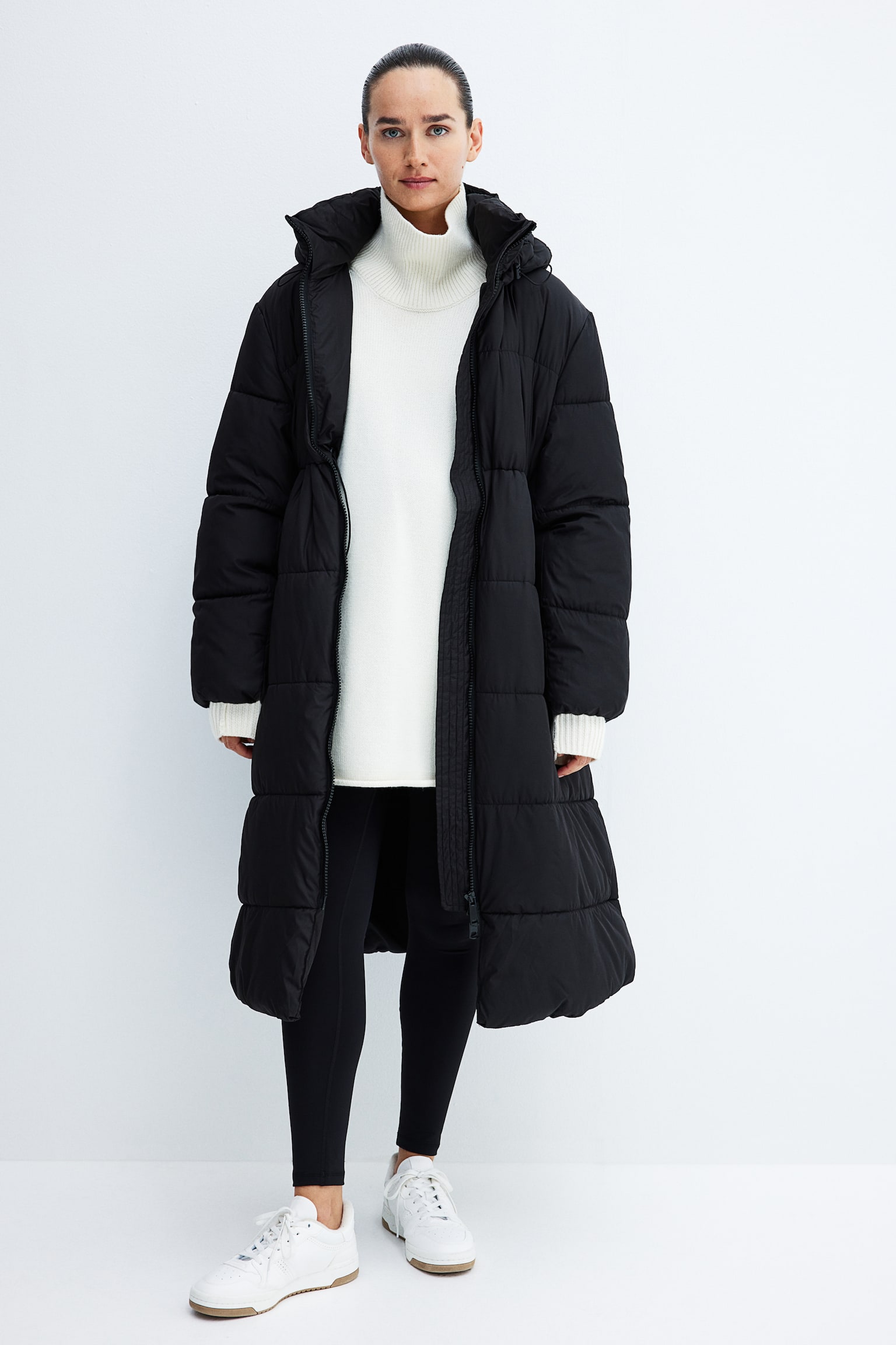 MAMA Hooded puffer coat - Black/Dark mole - 1