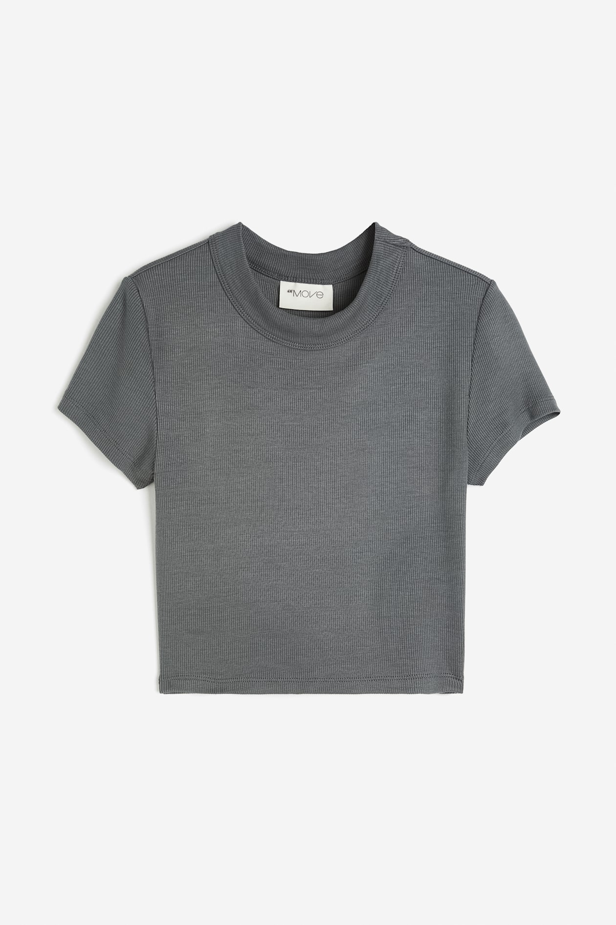 Cropped sports top in DryMove™ Dark grey Ladies H&M IE - Main Image