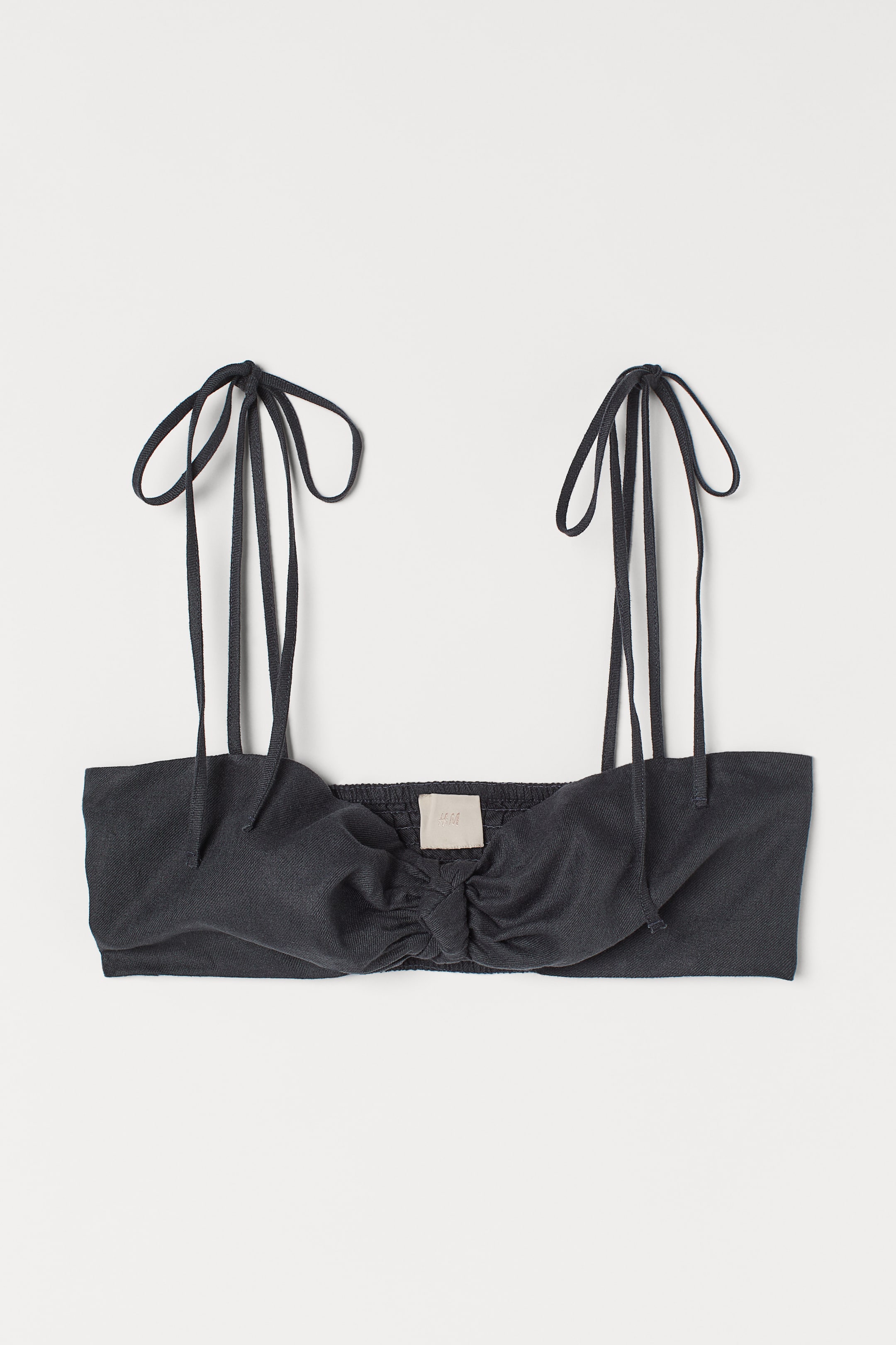 이미지 확대 보기: 리넨 블렌드 크롭트 탑 - 다크 그레이 - 여성 | H&M KR 1