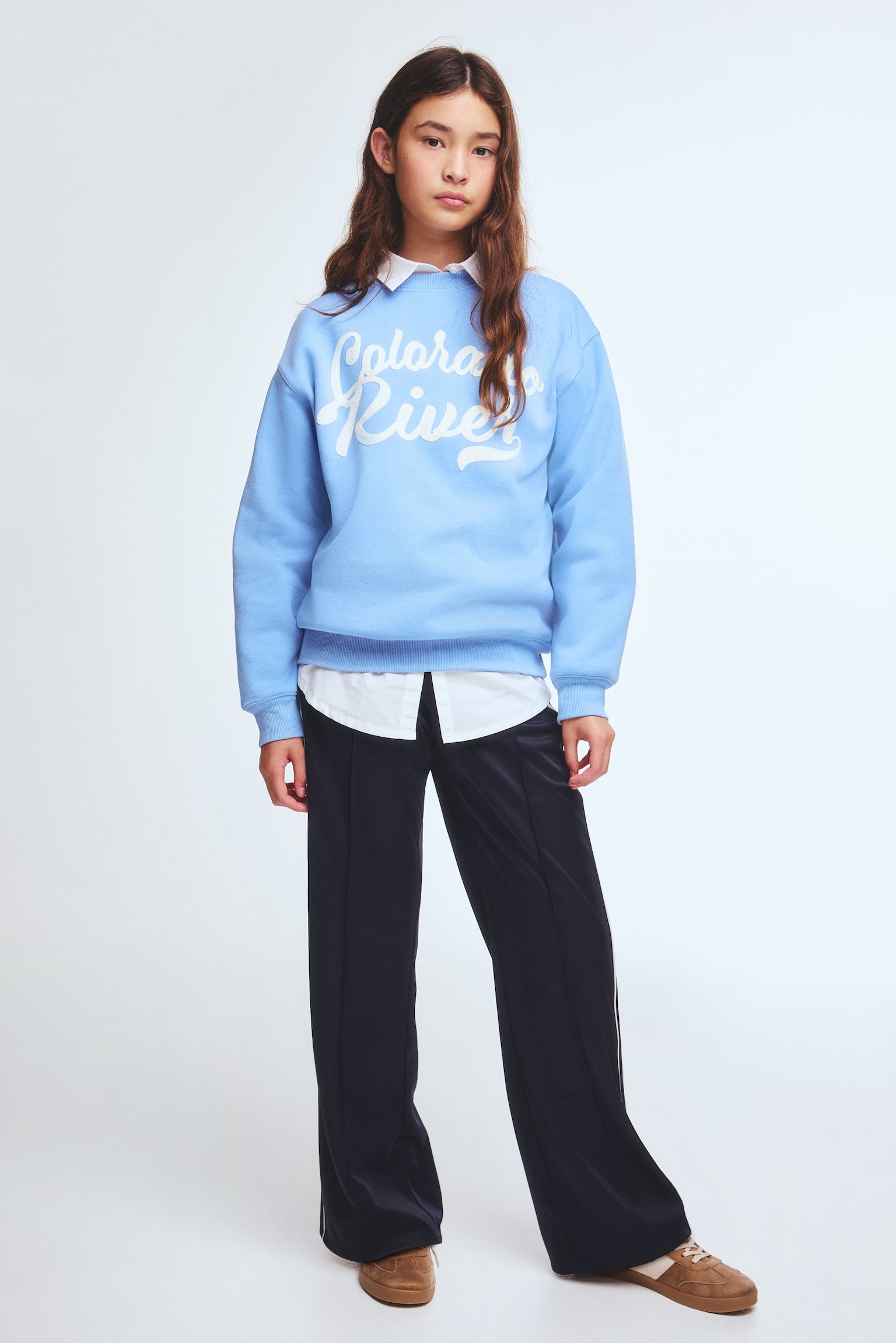 Wide-leg track pants - Navy blue - 3