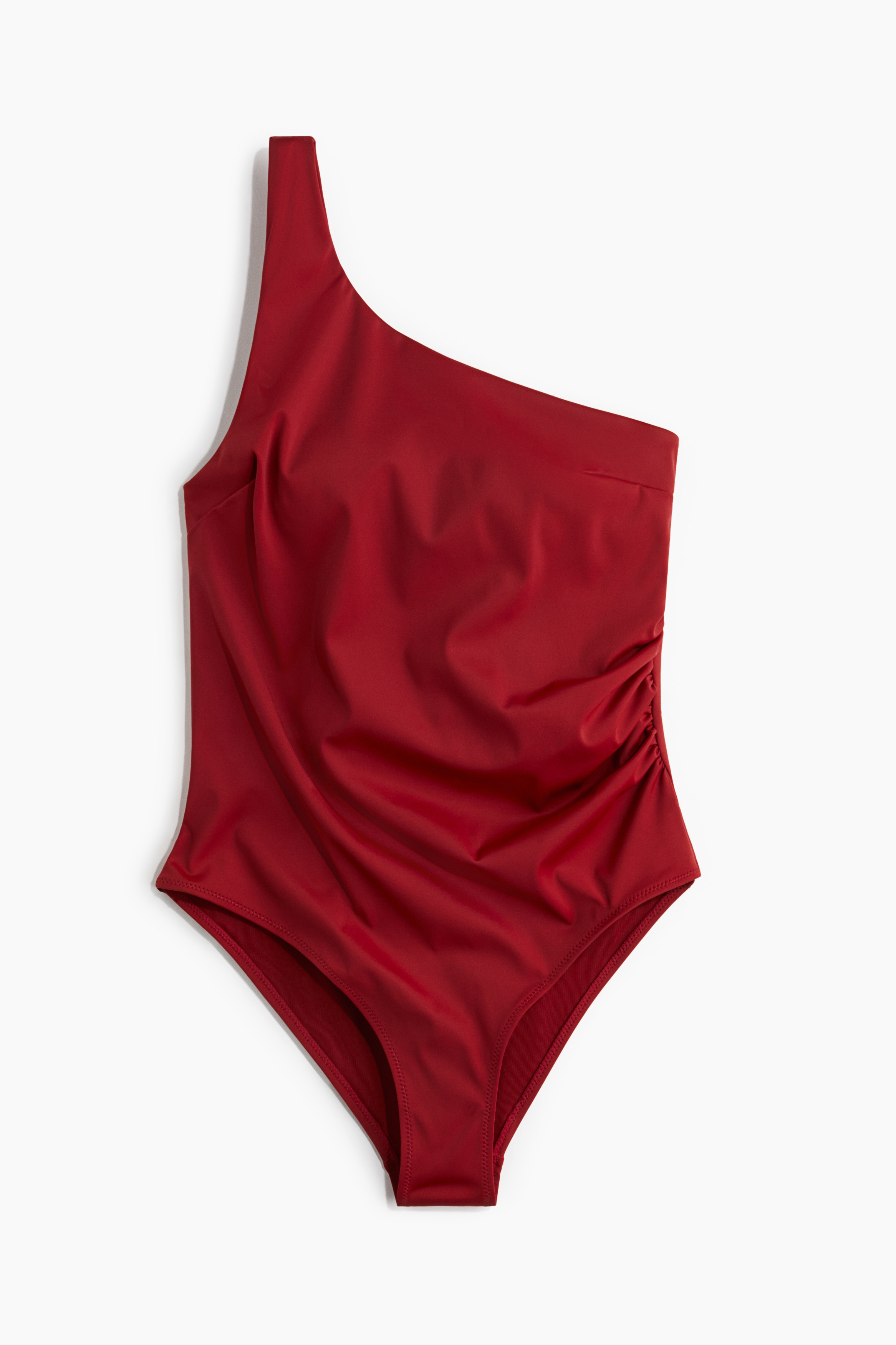 One-Shoulder-Badeanzug in Light Shape - Dunkelrot/Schwarz/Geblümt/Schwarz