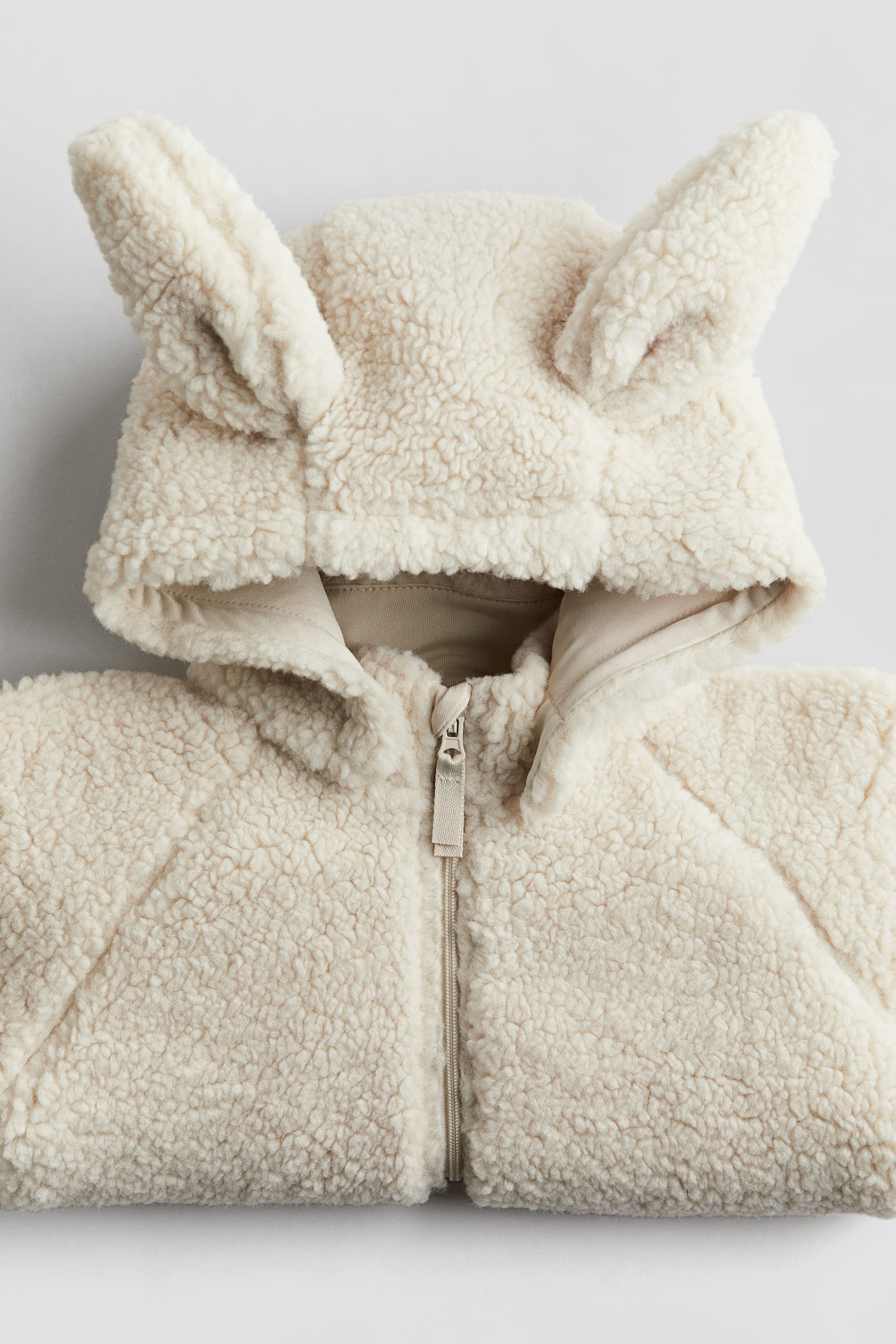 Hooded pile jacket - White - 1