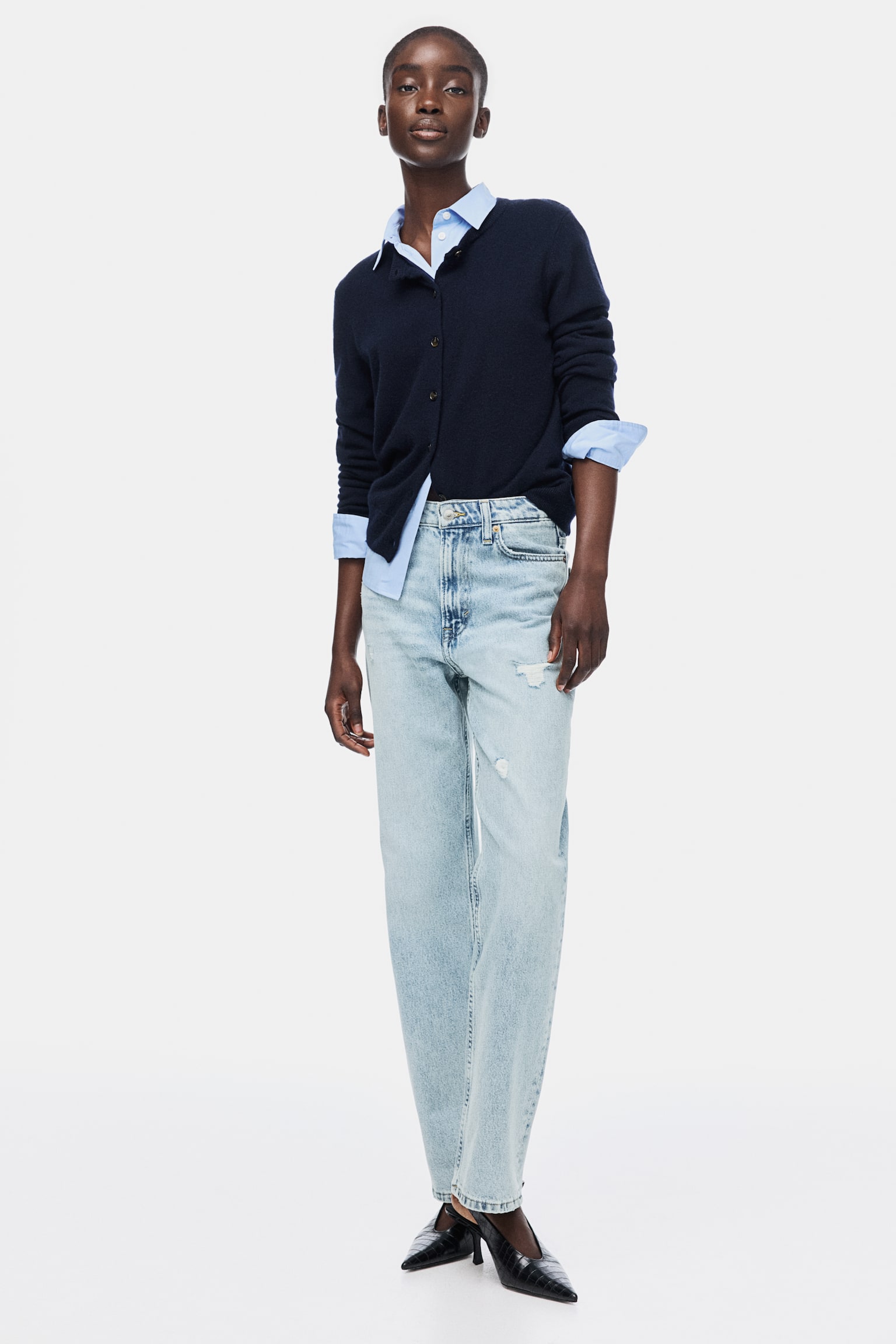 Straight High Jeans - Light denim blue/Dark denim blue/Washed denim blue/Denim blue/Denim blue - 5