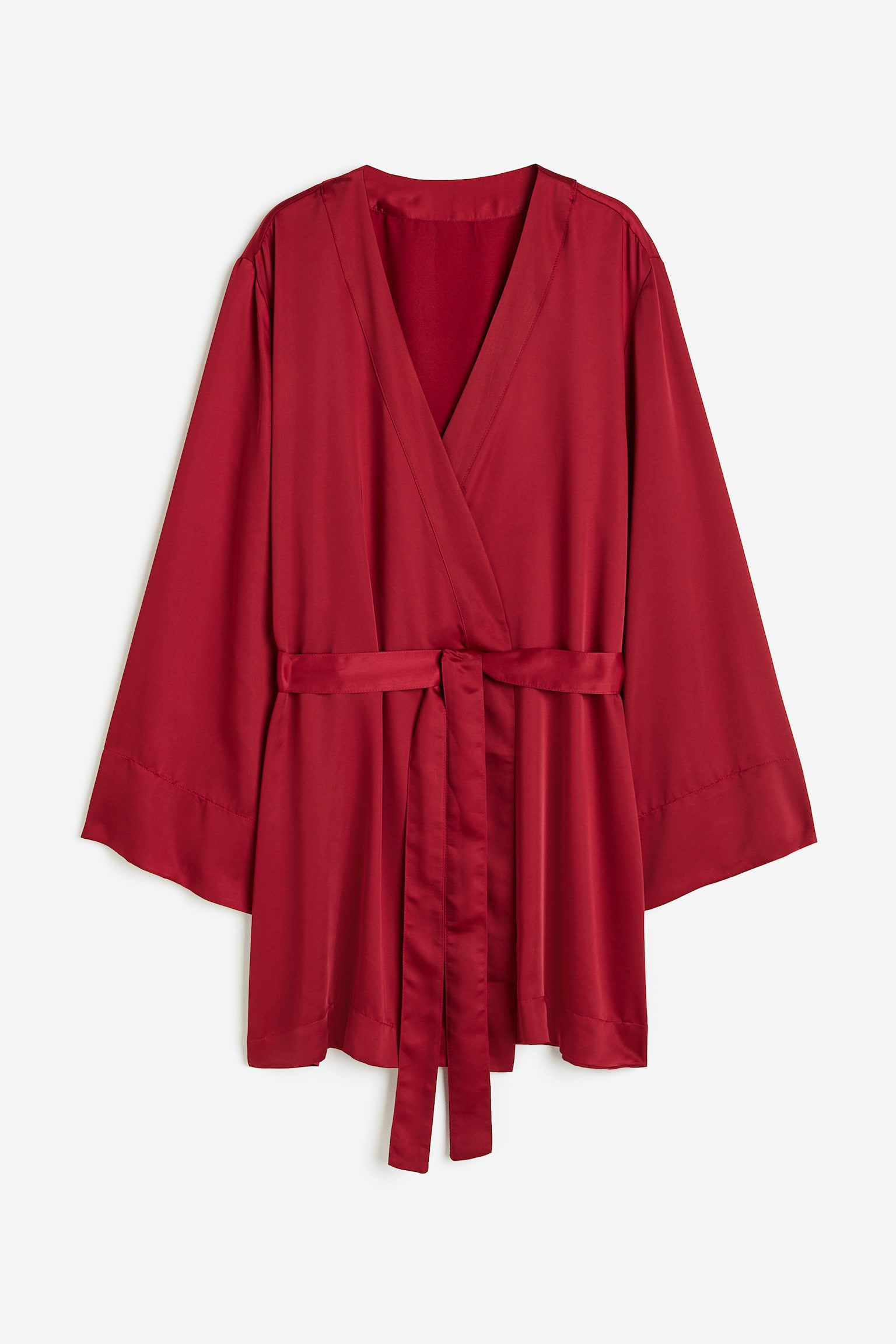 Satin dressing gown - Dark red/Powder pink - 1