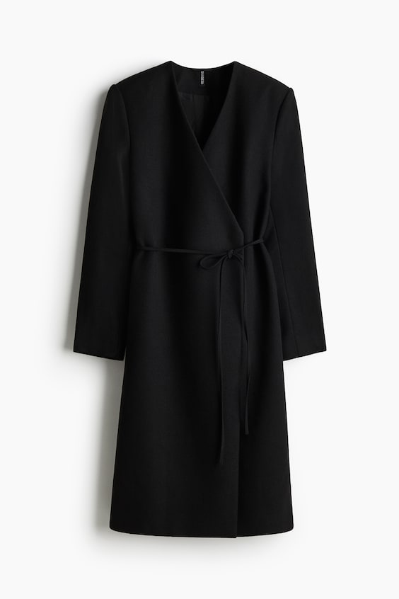 Женские куртки H&M Tie-Detail Felted Coat