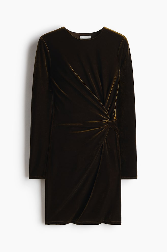 Vestido con detalle girado - Verde oscuro/Negro/Negro/Brillante/Marrón oscuro - 1