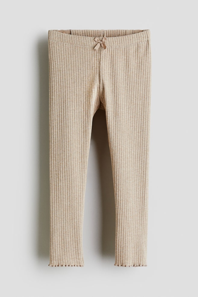 Ribbed cotton leggings - Light beige/Pink/Floral/Dark dusty pink/Floral/Beige marl/Navy blue - 1
