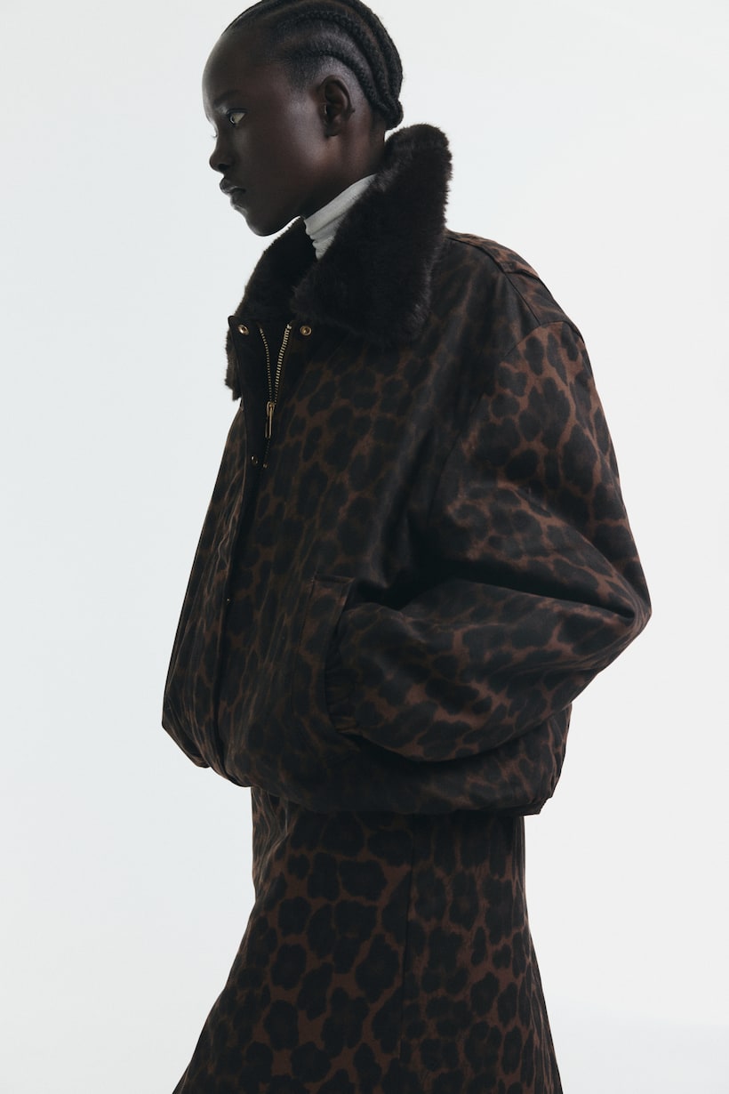 Leopard Print Jackets Faux Fur, Fleece Cropped H&M GB