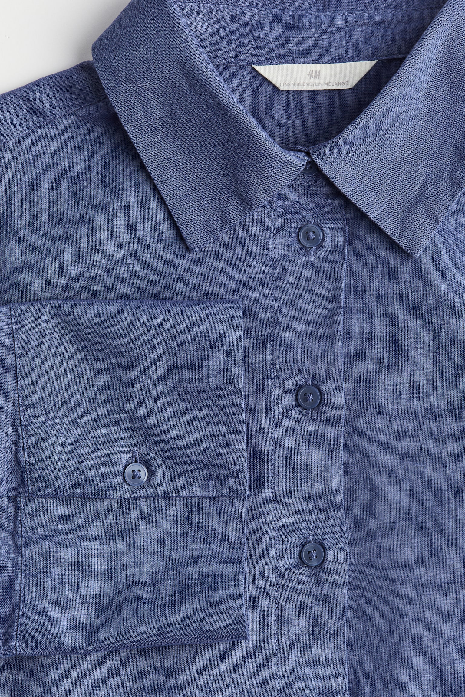 Linen-blend shirt - Dusty blue/Black/Cream/Striped - 6