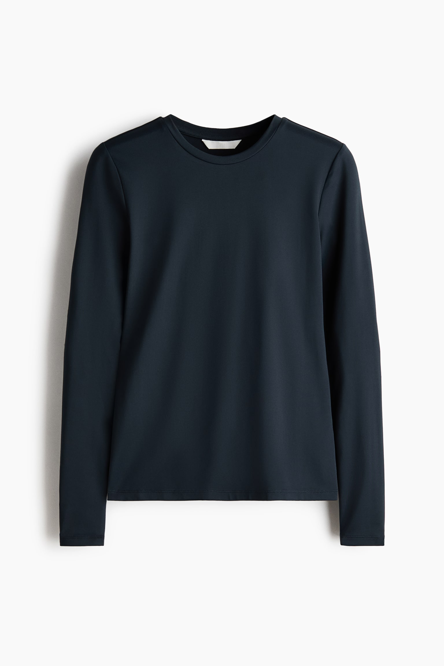 Long-sleeved Microfiber Top - Dark blue/White/Black