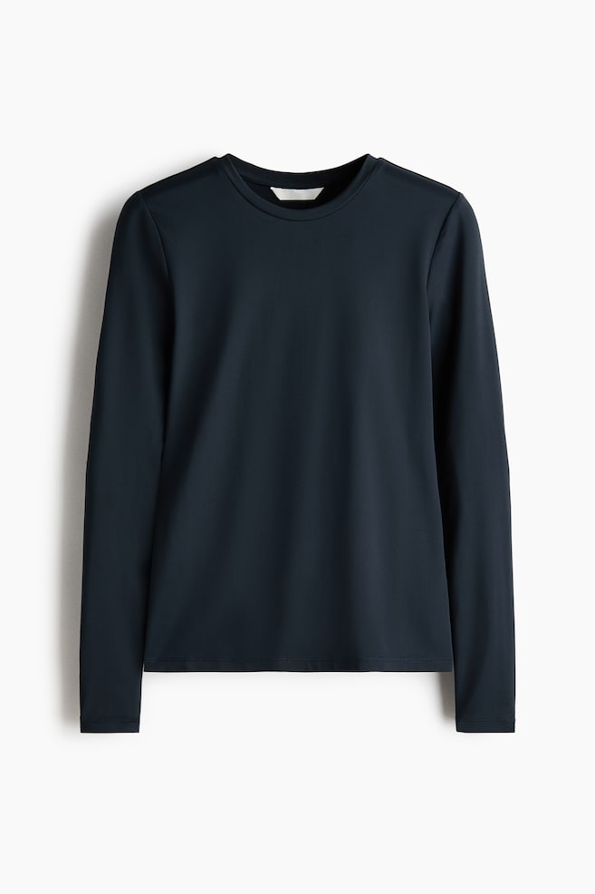 Long-sleeved Microfiber Top - Dark blue/Dark blue/Dark taupe/Dark taupe/Black - 1