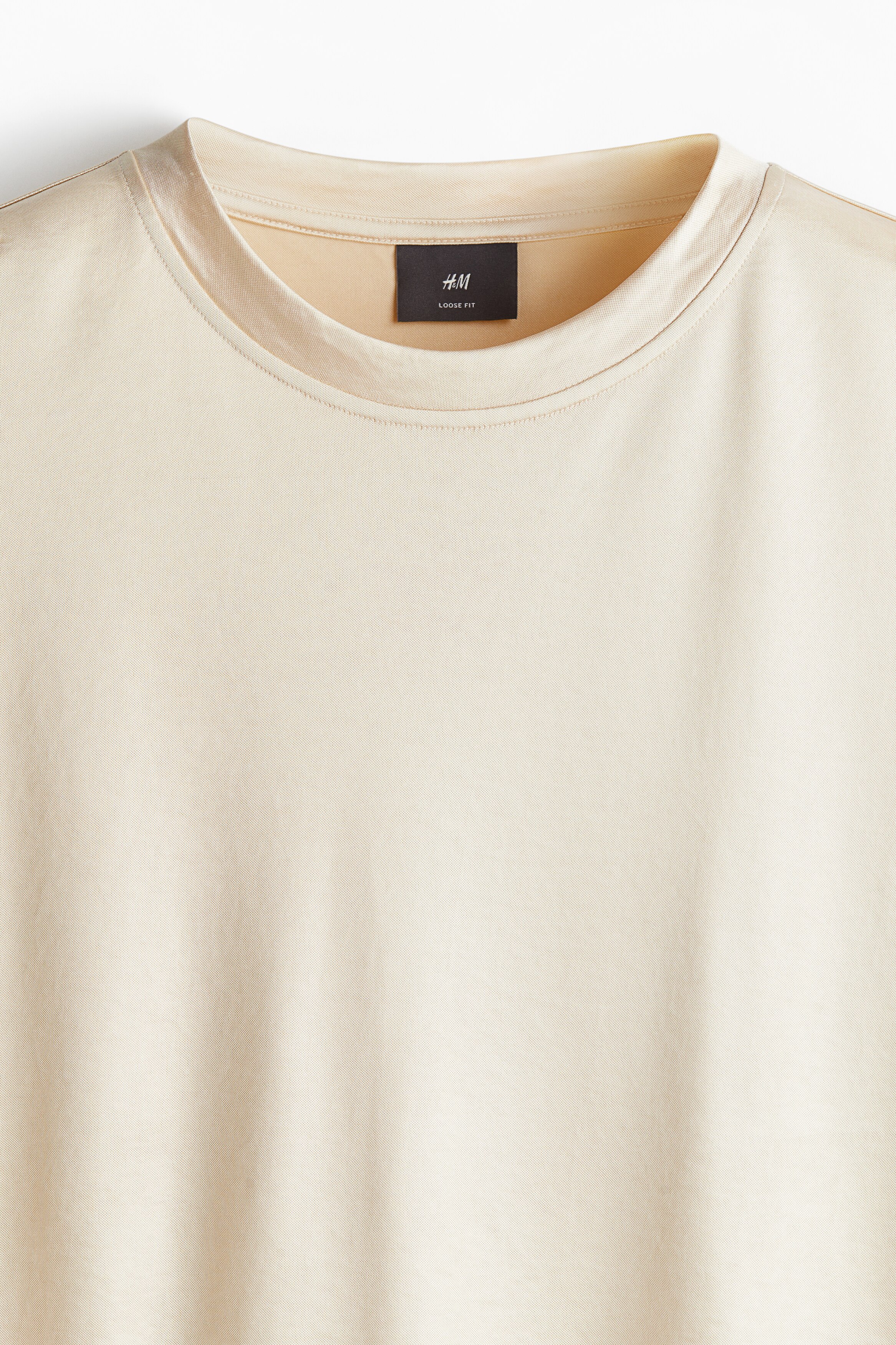 Loose Fit Satin T-shirt - Light beige - Men | H&M