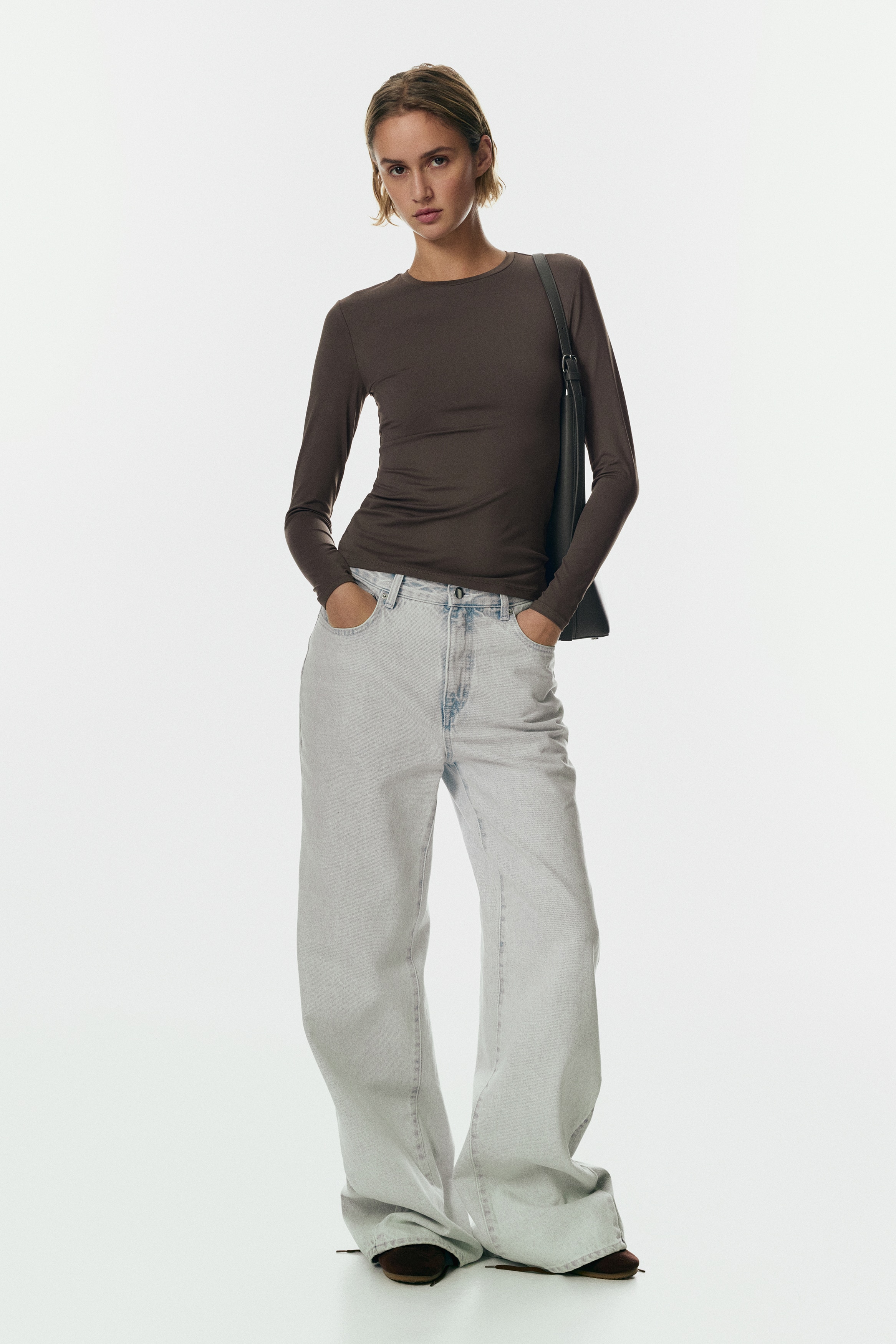 Top à manches longues en microfibre - Grège foncé/Taupe foncé/Dark blue/Noir/Grège clair/Blanc/Turquoise clair/Gris clair/Bleu foncé