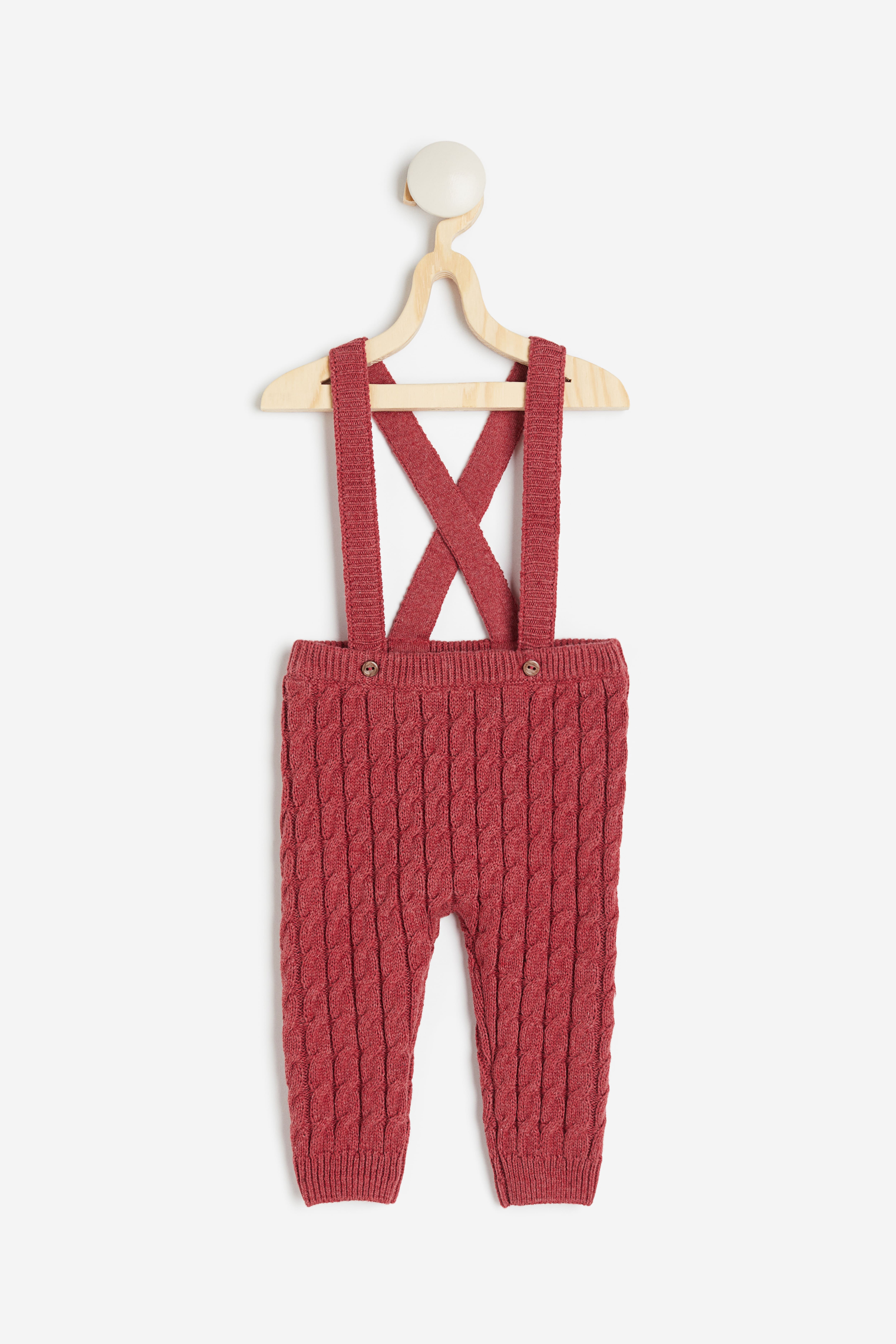 Baby Red Cable knit Leggings with Suspenders Size 2T 1 2Y H M