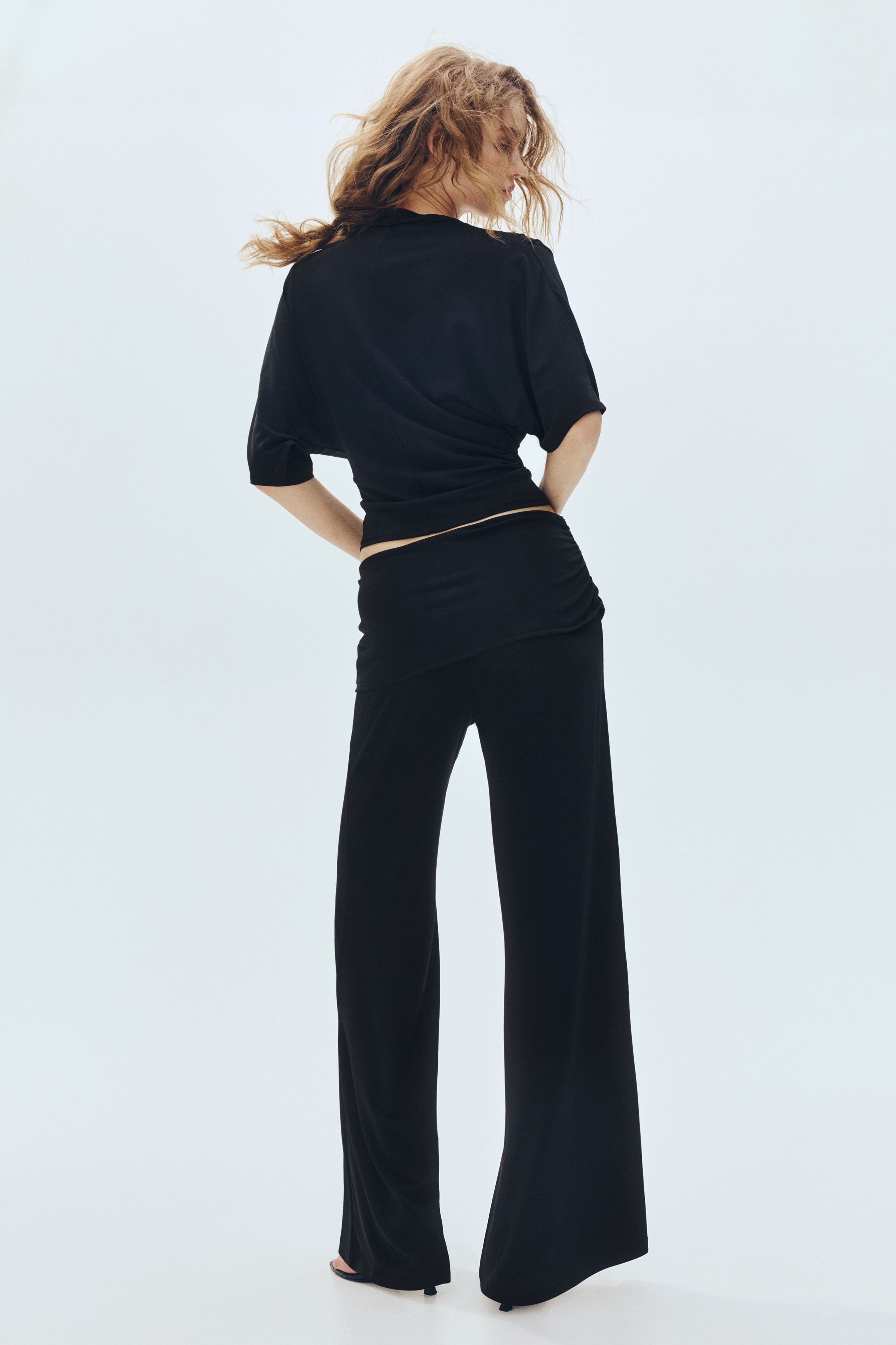 Women's Black Draped Fine-Knit Pants | H&M US