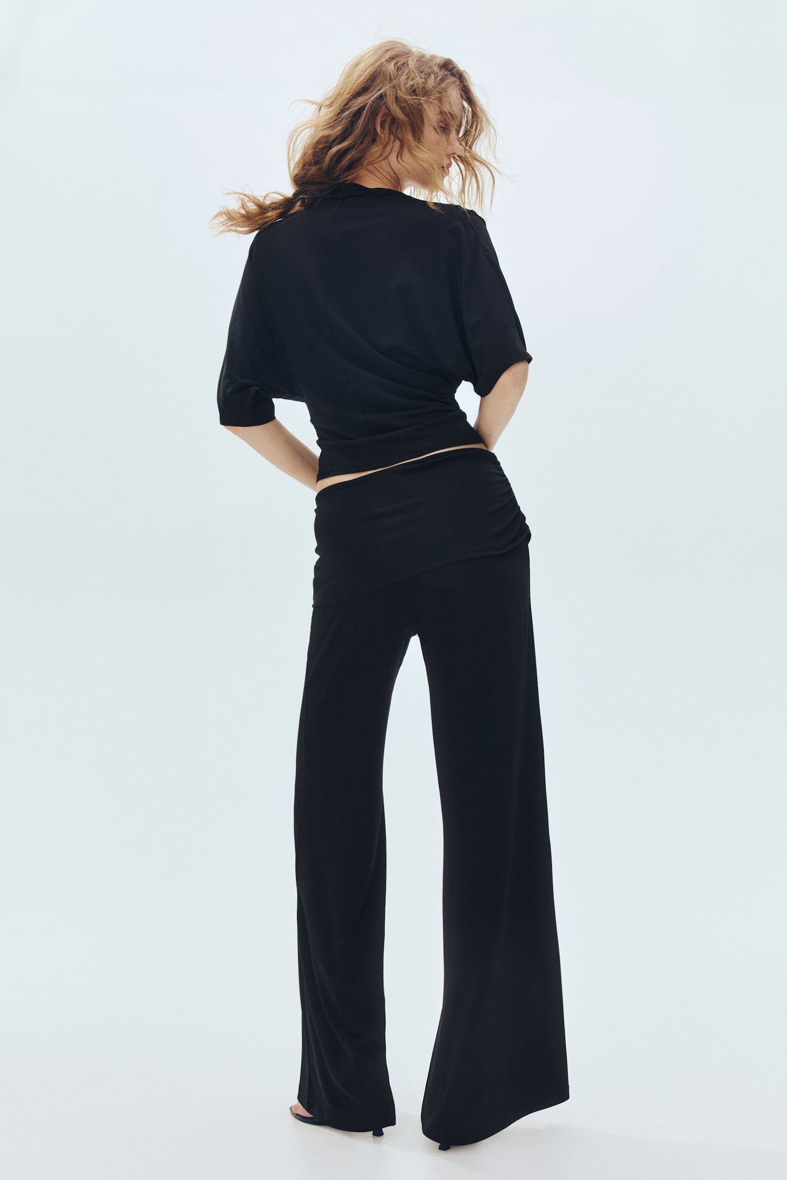 Женские брюки H&M Draped Fine-Knit, цвет: Чёрный — фото 5