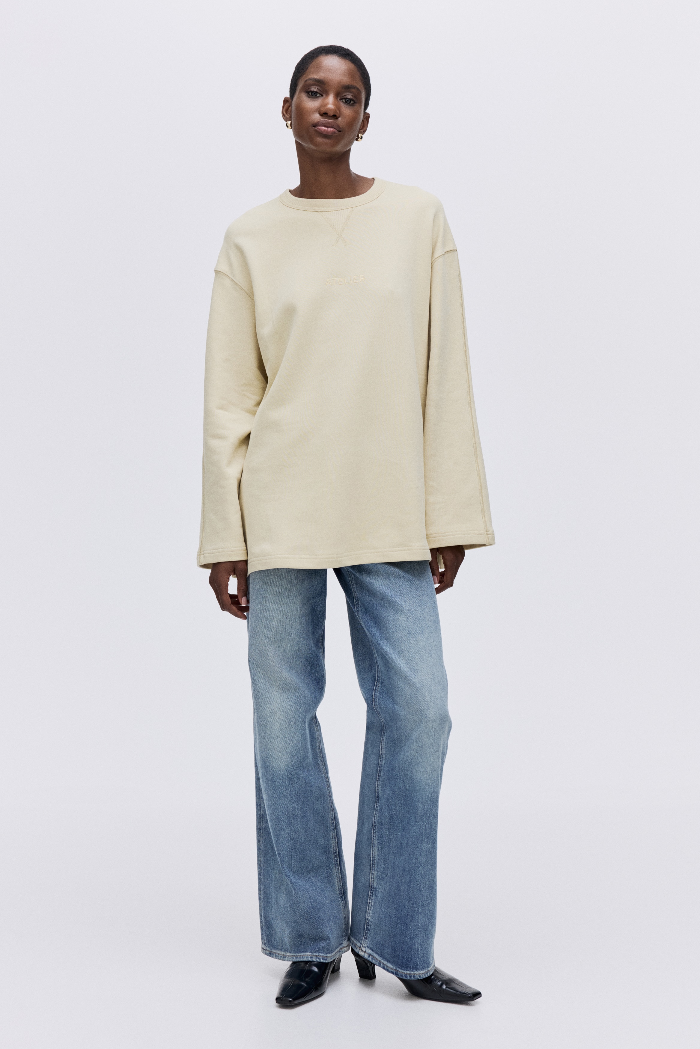 H & M - テキストデザイン スウェットトップス - イエロー