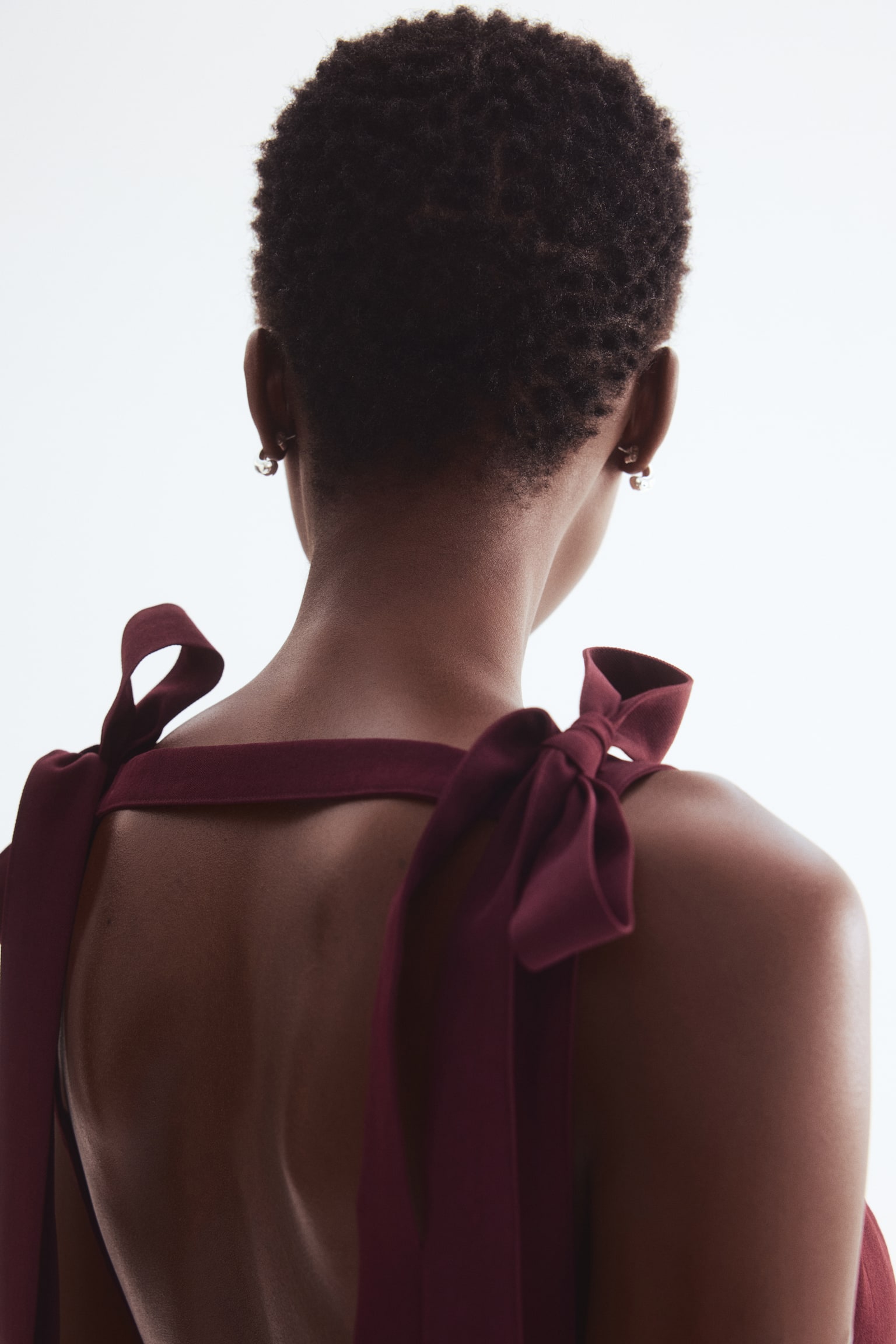 Bow-detail dress - Burgundy/White - 4