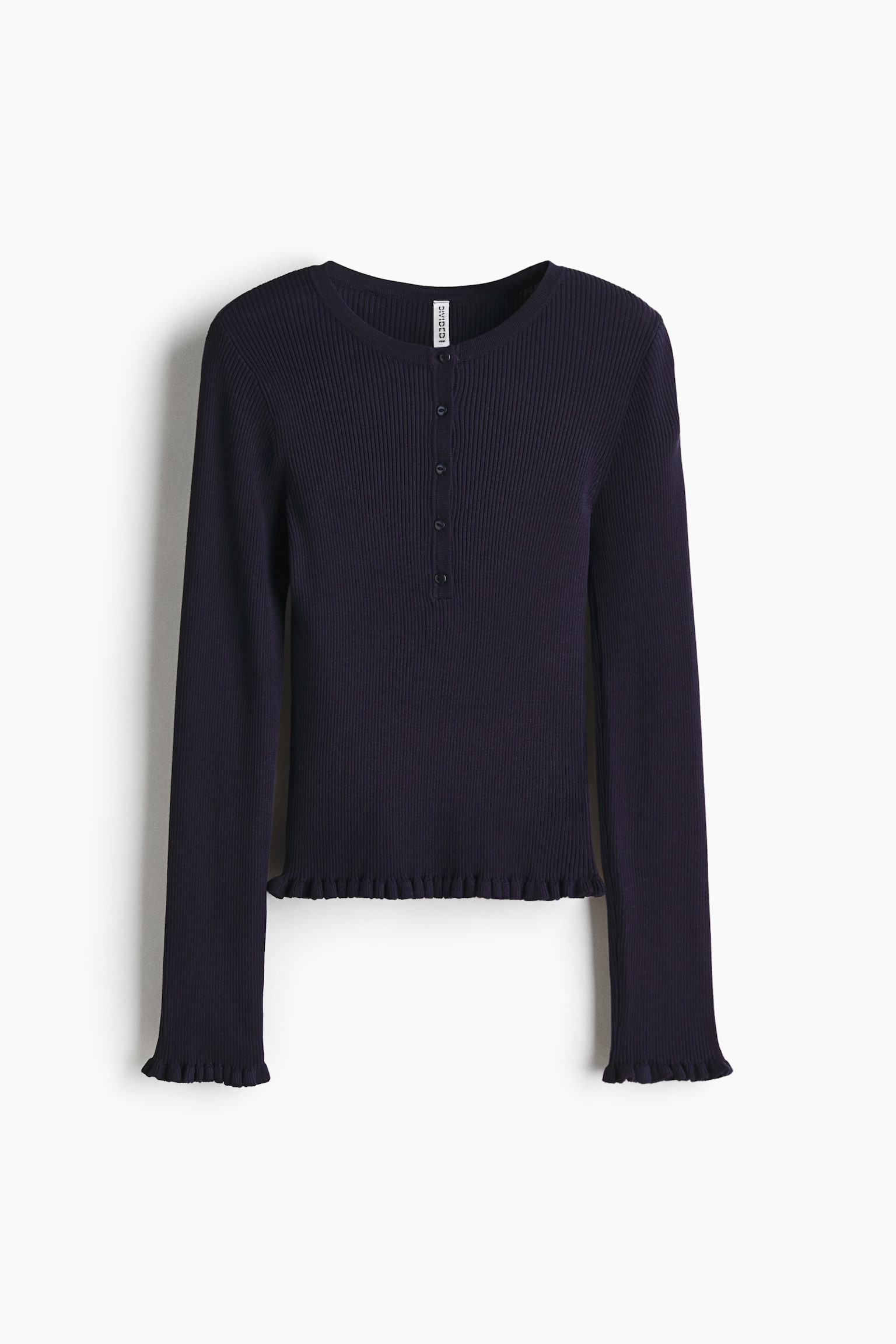 Rib-knit top - Navy blue/White