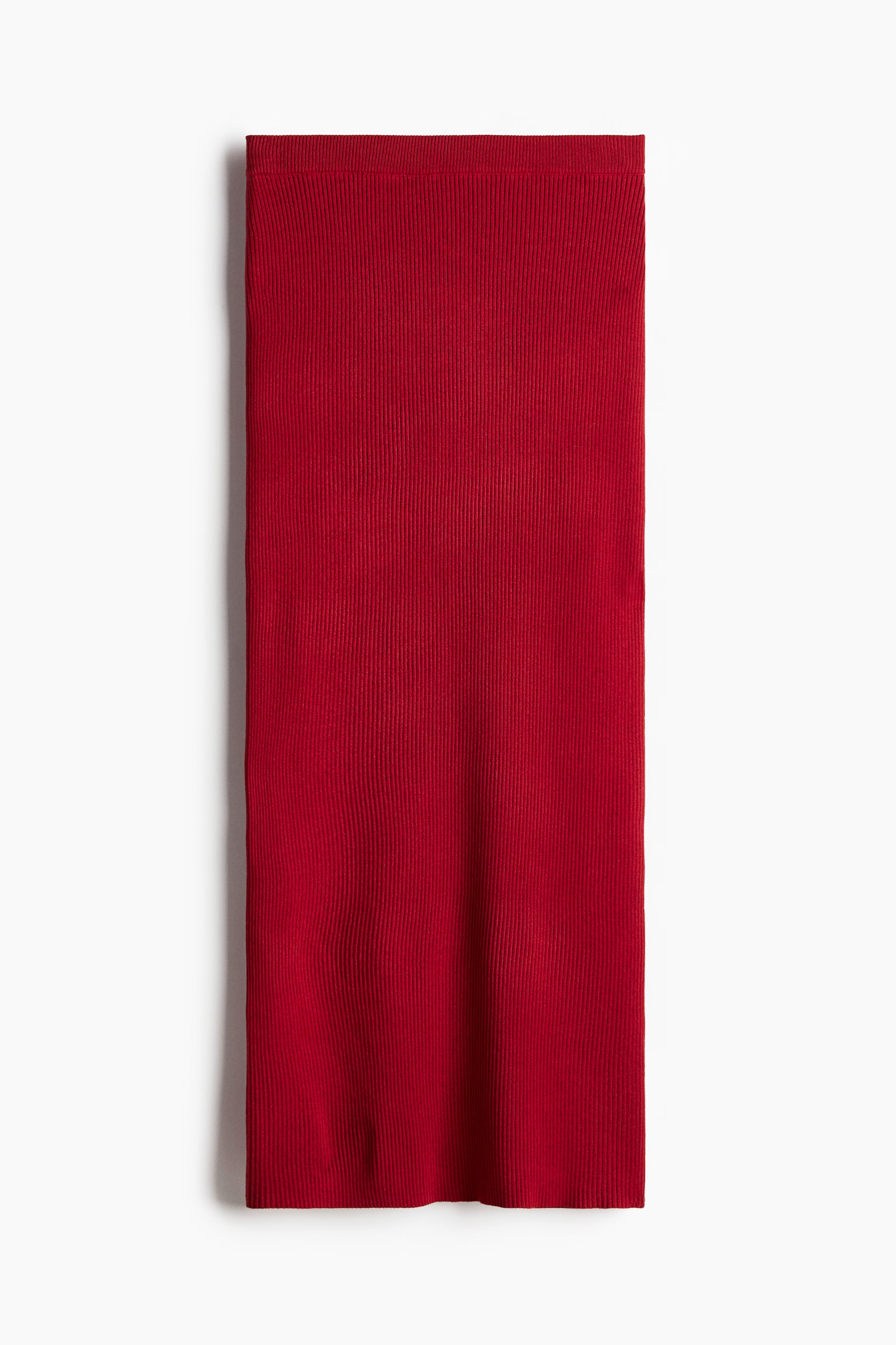 Rib-knit pencil skirt - Red/Dark brown - 2