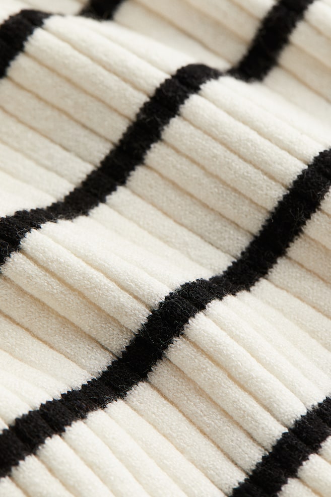Rib-knit off-the-shoulder top - Cream/Black striped/Black/Cream - 4