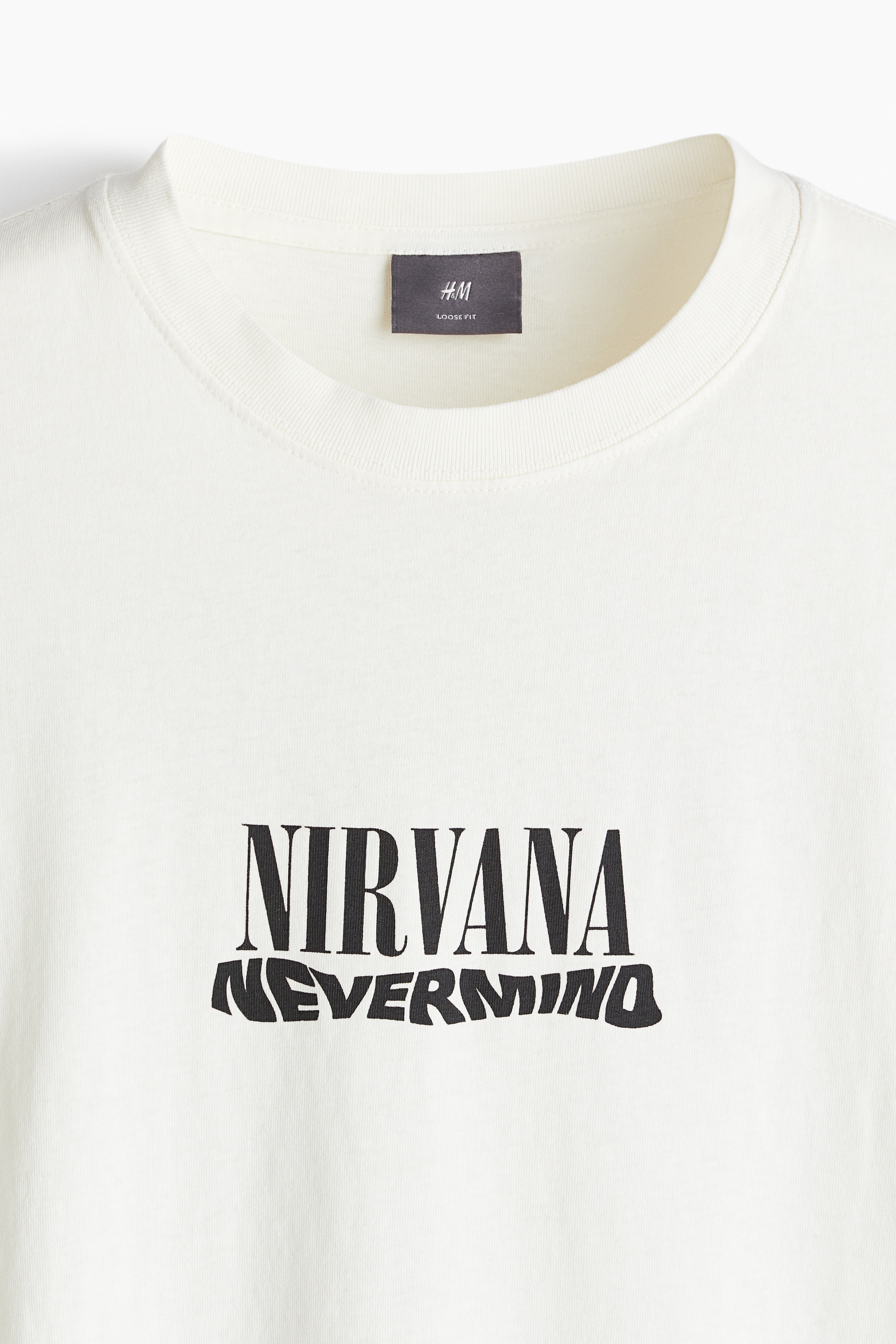 Men's White/Nirvana Loose Fit Vintage-Look Printed T-Shirt