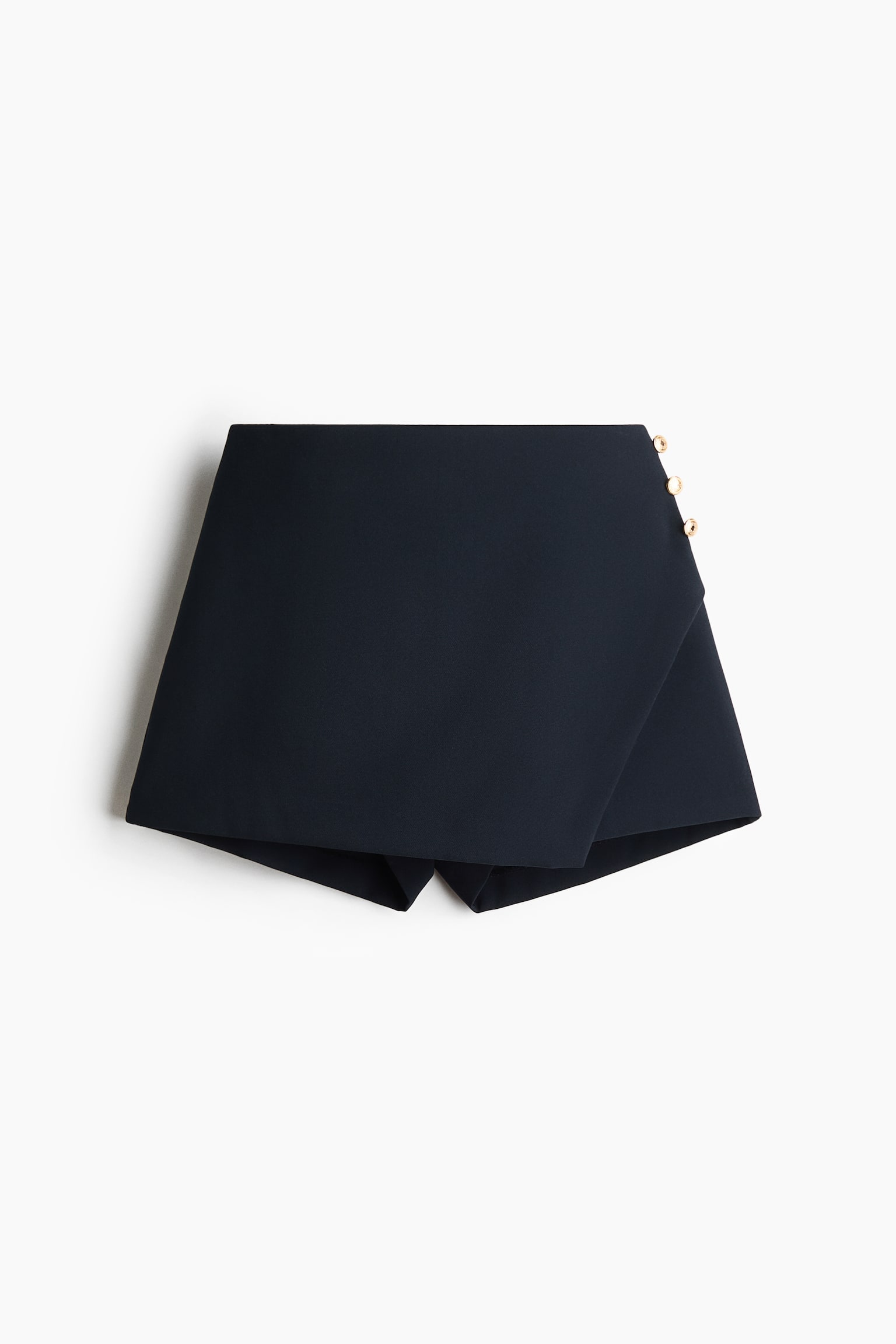 Button-detail wrap skort - Navy blue/Light beige - 1