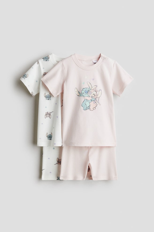 2-pack cotton pyjamas - Light pink/Lilo & Stitch/Light green/Snoopy - 1