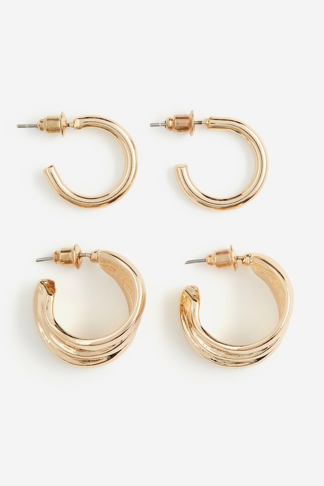 2 pairs hoop earrings - Gold-coloured - 1