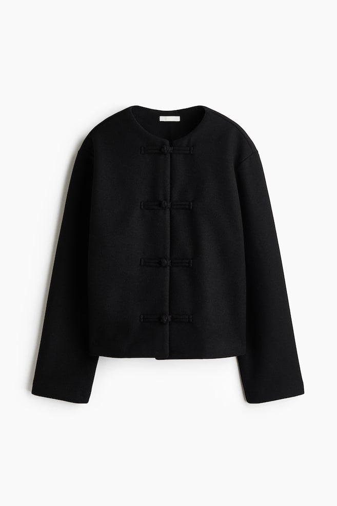 Veste en jersey avec boutons noués - Noir - 1