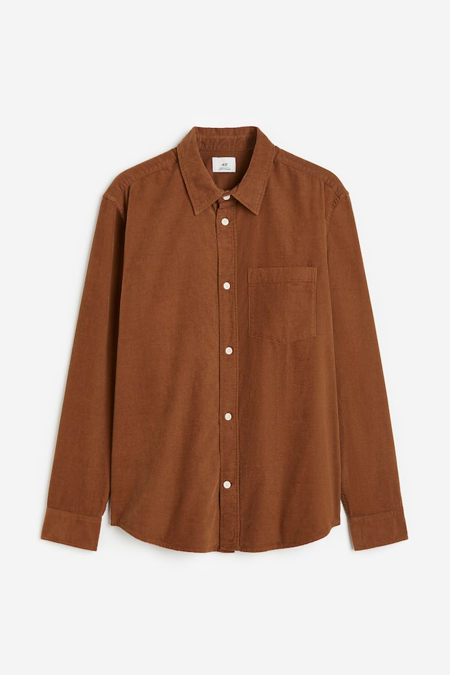 Regular Fit Corduroy shirt - Brown/Black/Turquoise - 2