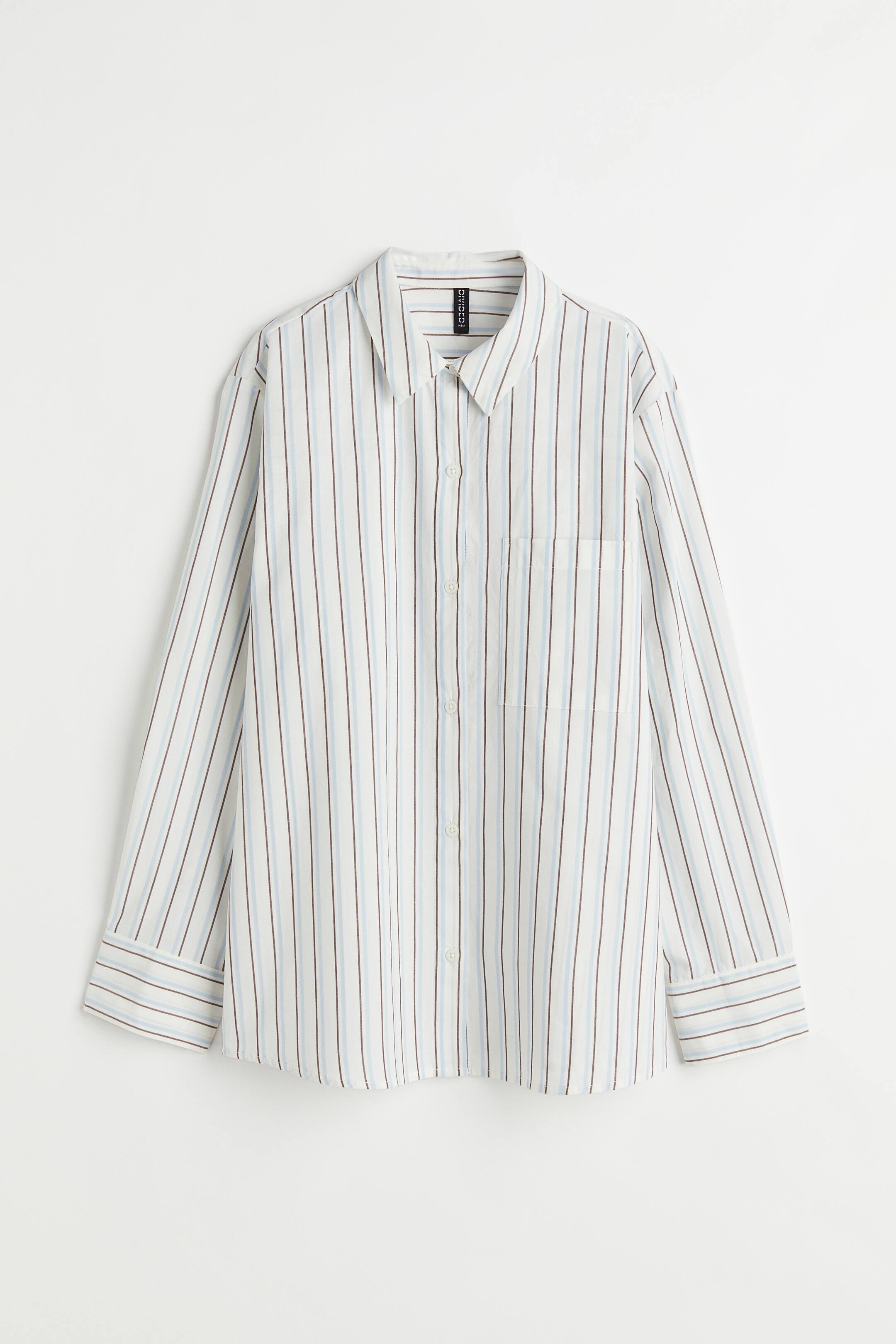 View larger image: Oversized poplin shirt - White/Striped - Ladies | H&M 1