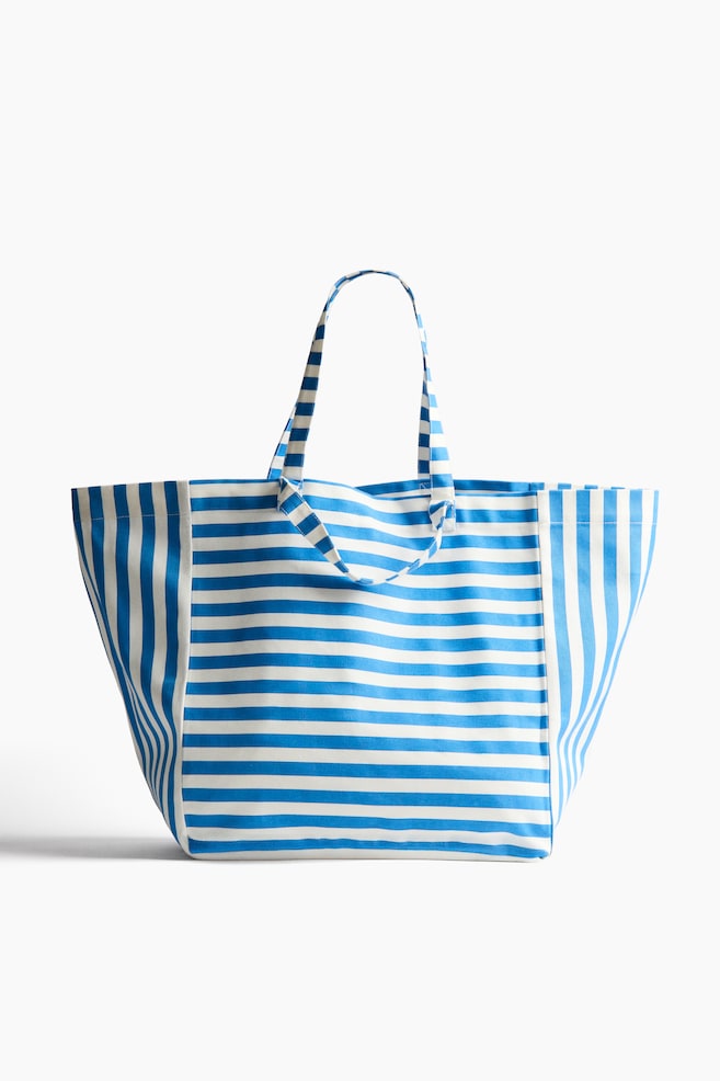 Cotton Canvas Beach bag - Blue/striped/Yellow/striped - 1